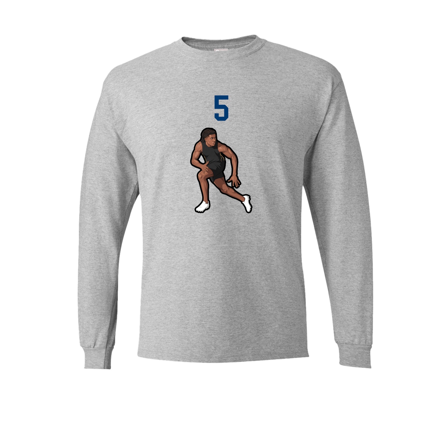 Long Sleeve Tee — Number Top in Grey