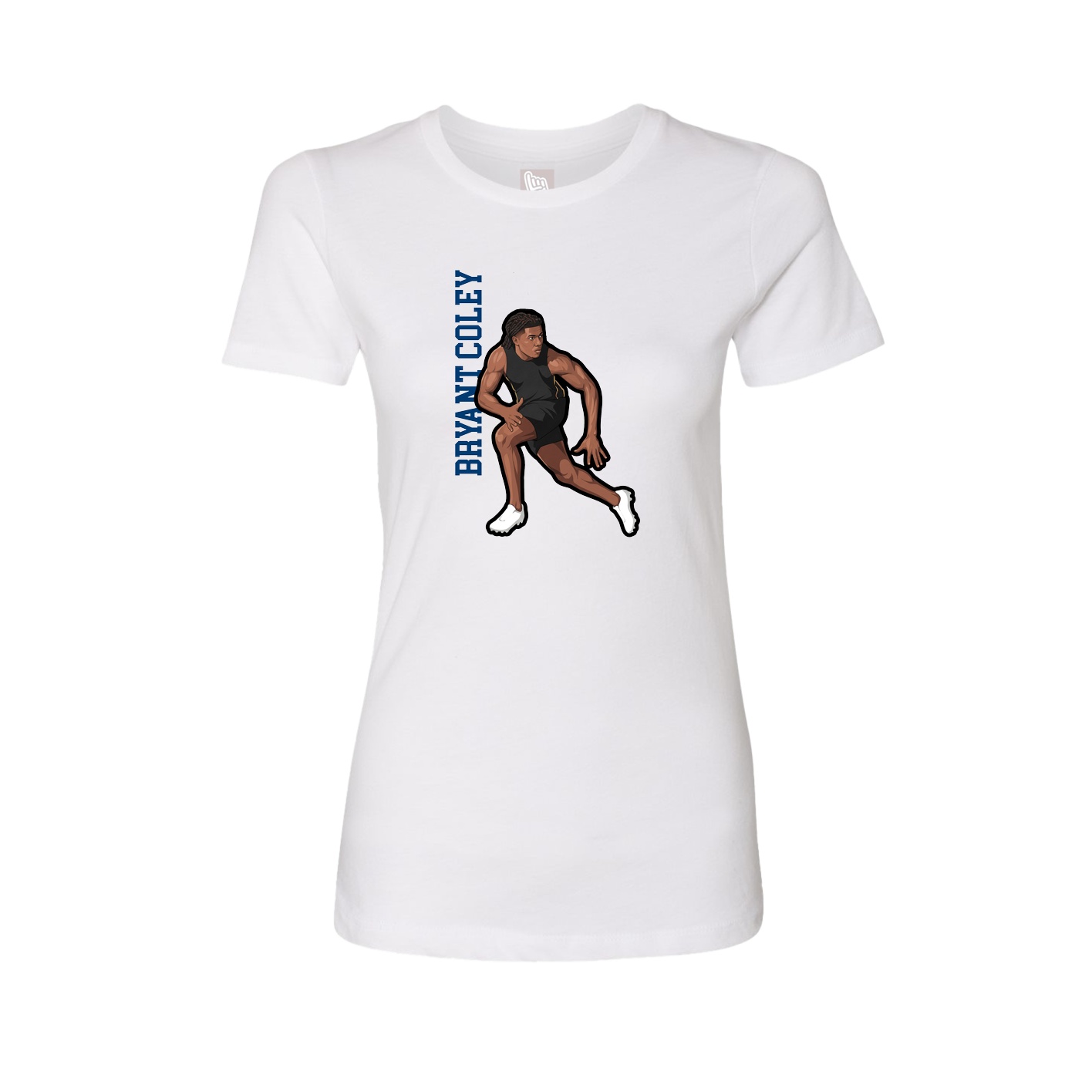 Fitted Women's Tee — Name Vertical in White