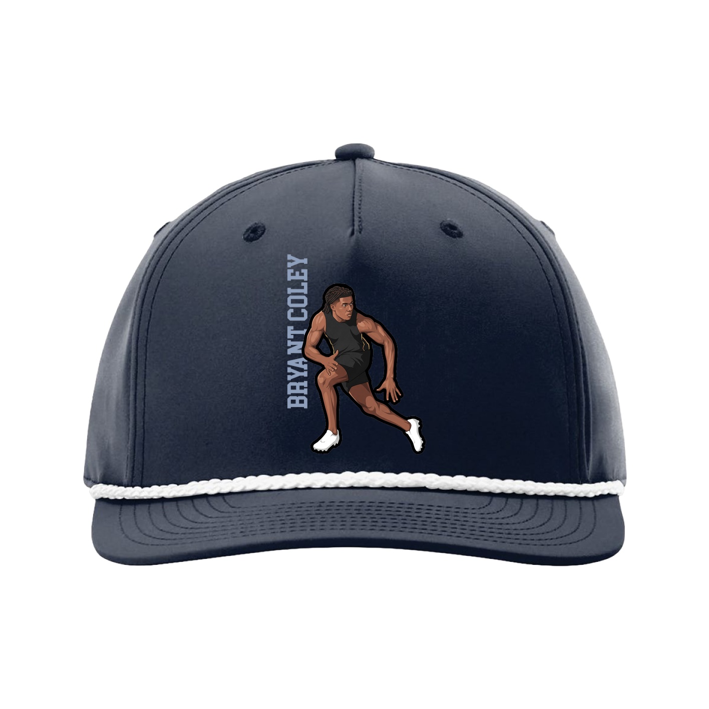 Five-Panel Classic Rope Cap — Name Vertical in Navy