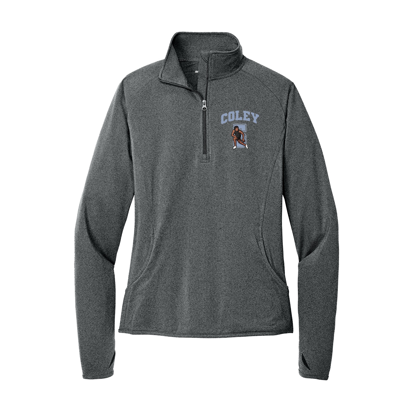 Women's Q-Zip Pullover — Number in Grey