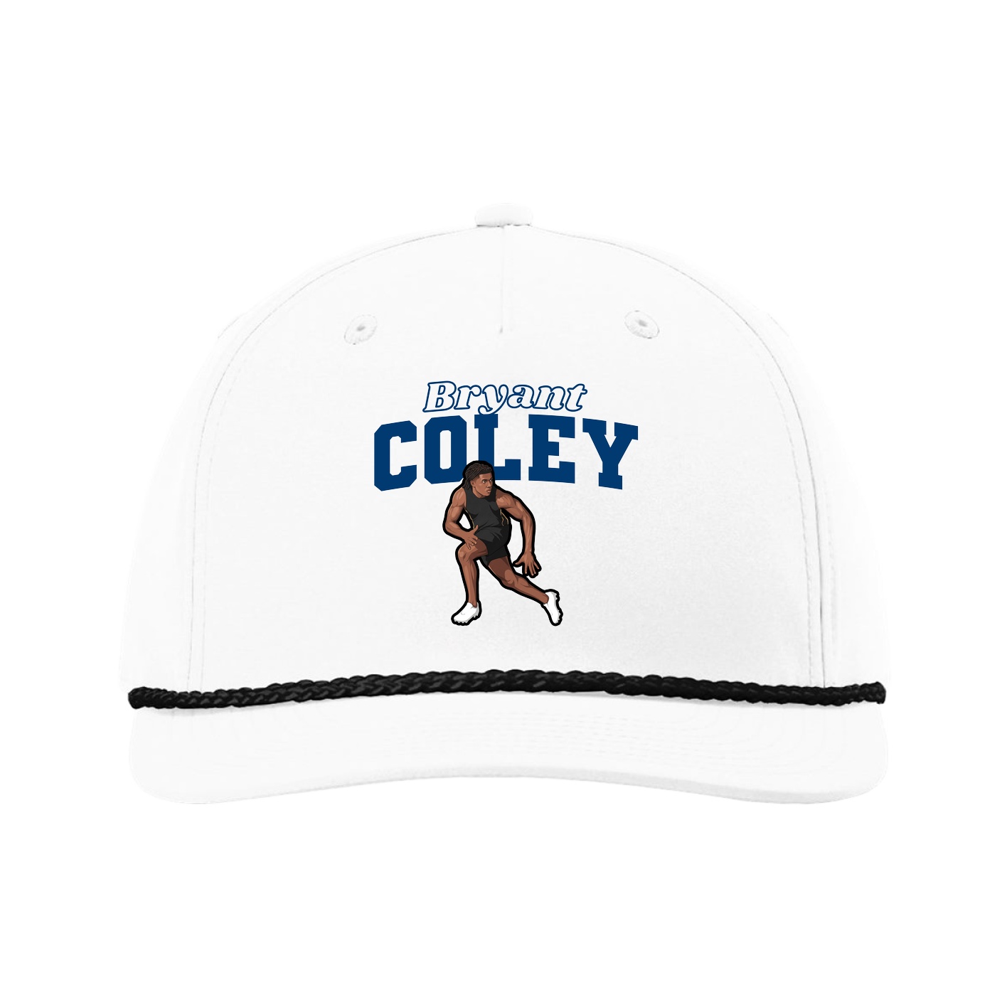 Five-Panel Classic Rope Cap — Name Arch in White