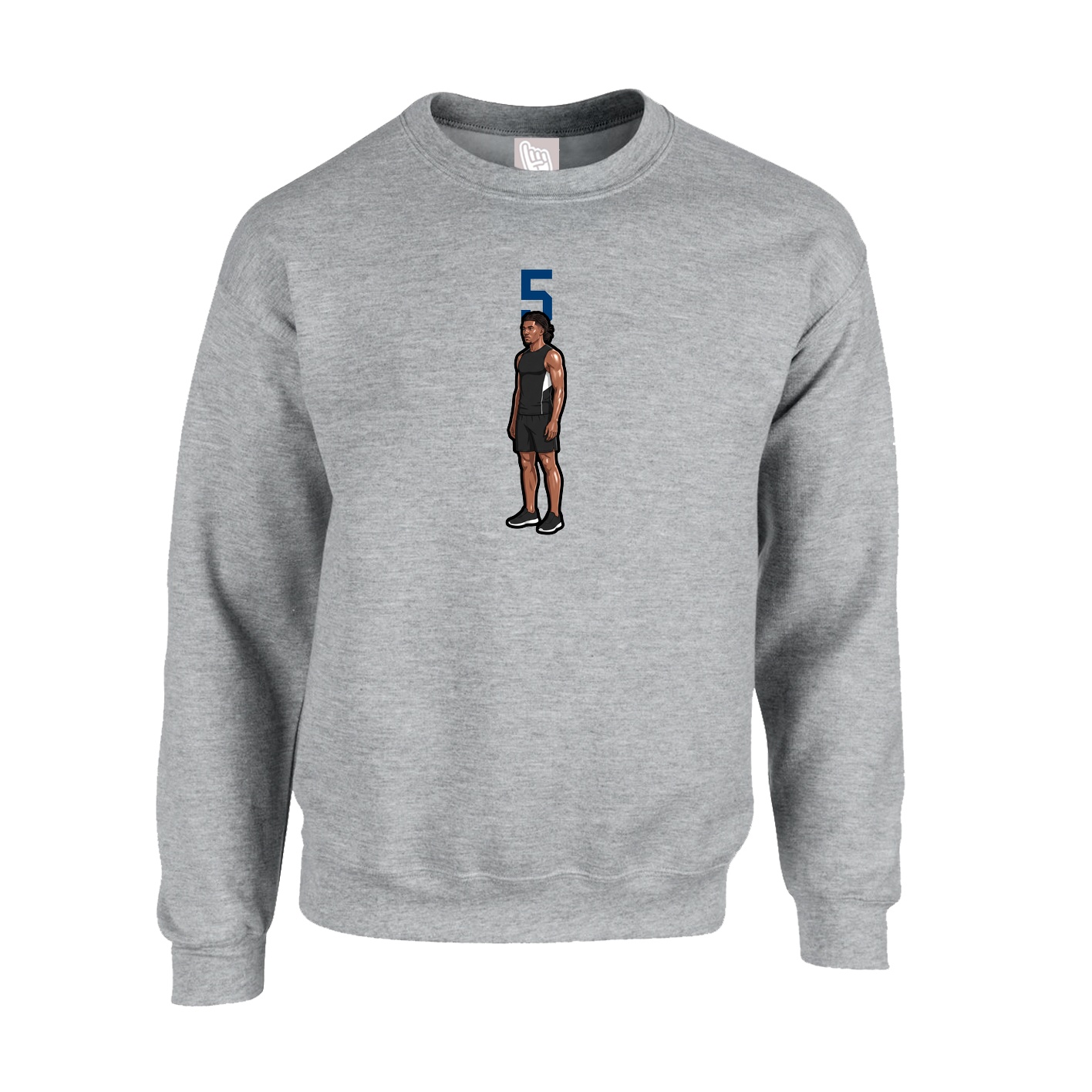 Fleece Crew — Number Top in Grey