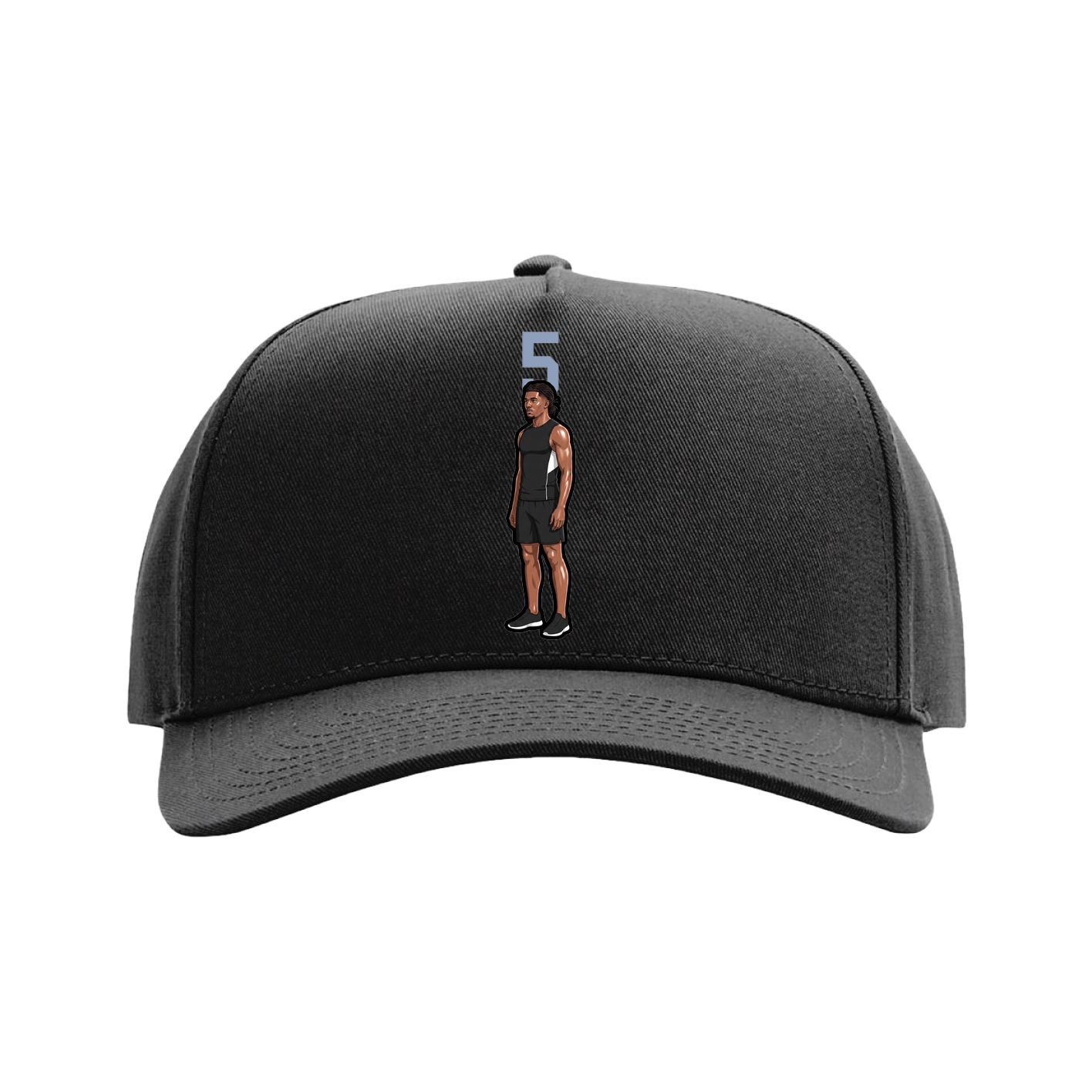 Full Fabric Five-Panel Champ Cap — Number Top in Black
