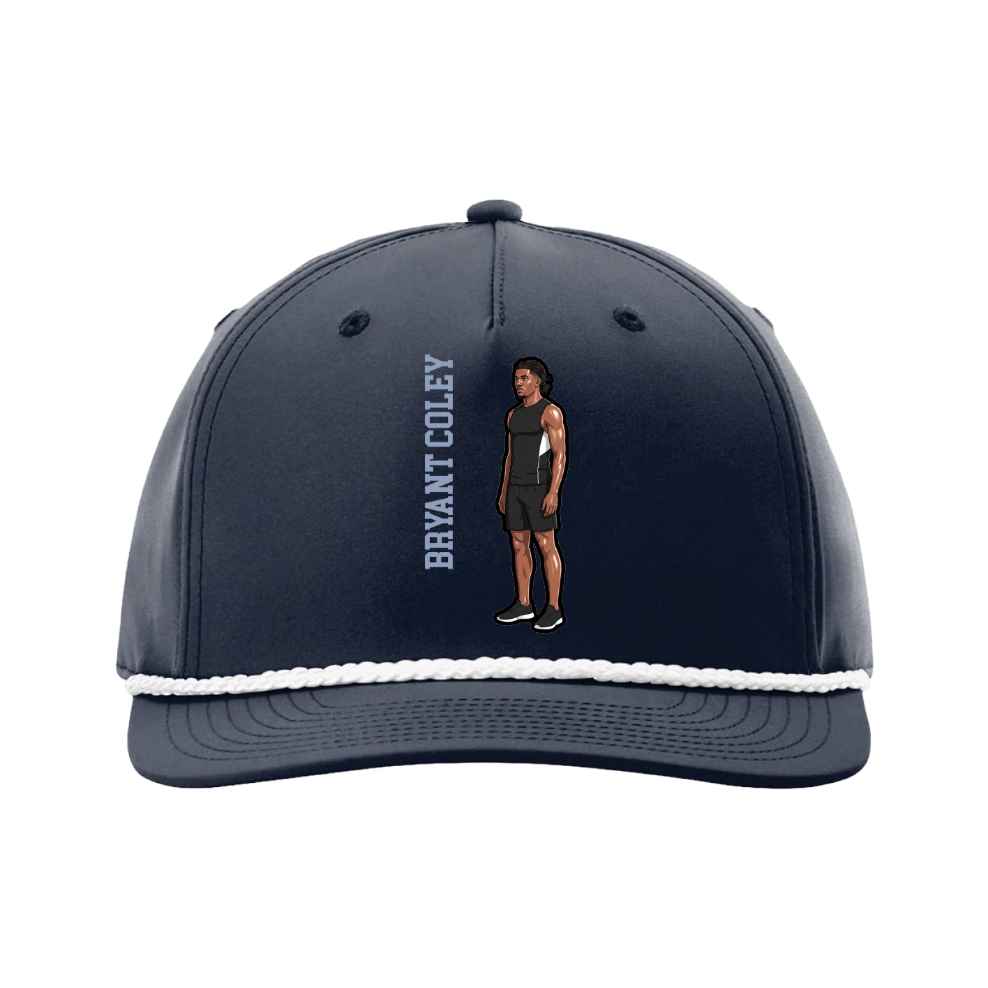 Five-Panel Classic Rope Cap — Name Vertical in Navy