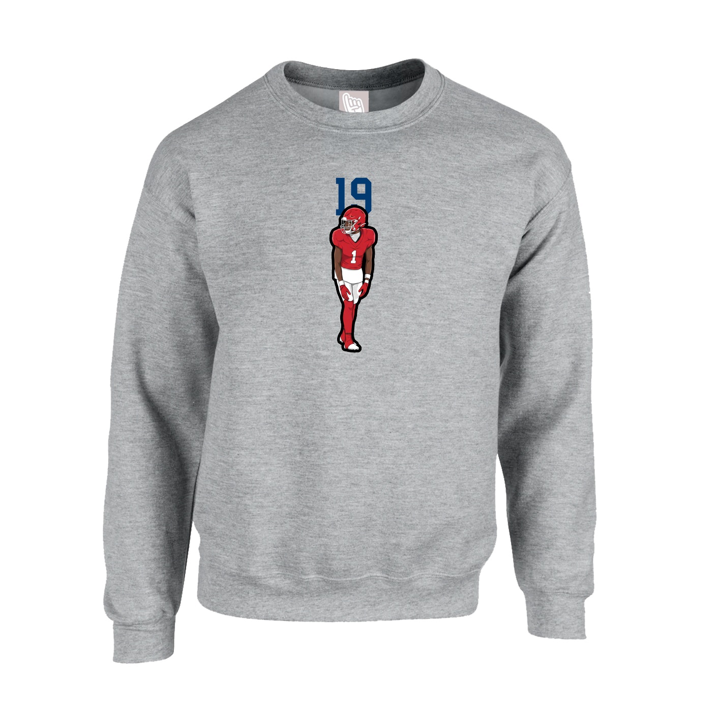 Fleece Crew — Number Top in Grey