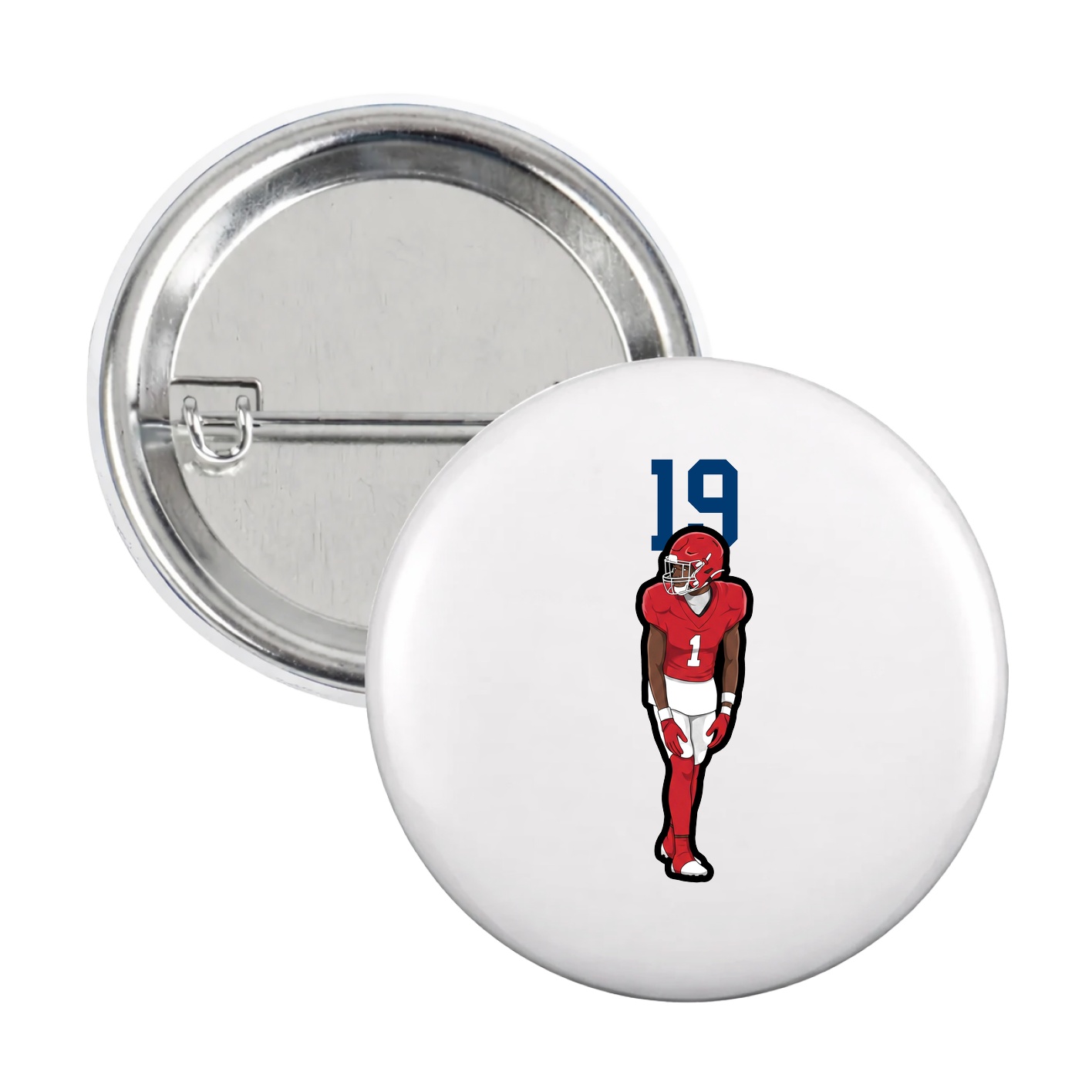Game Day Button — Number Top in White