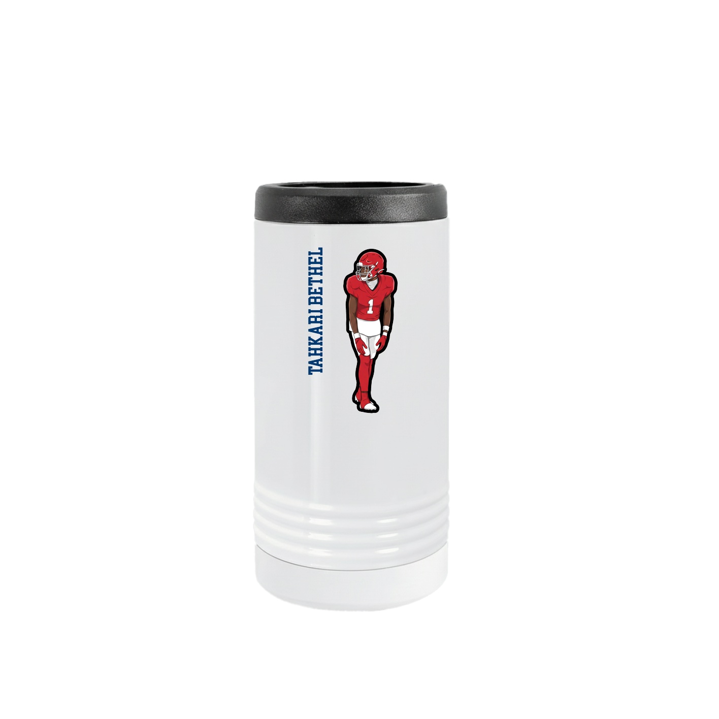 Slim Beverage Holder — Name Vertical in White