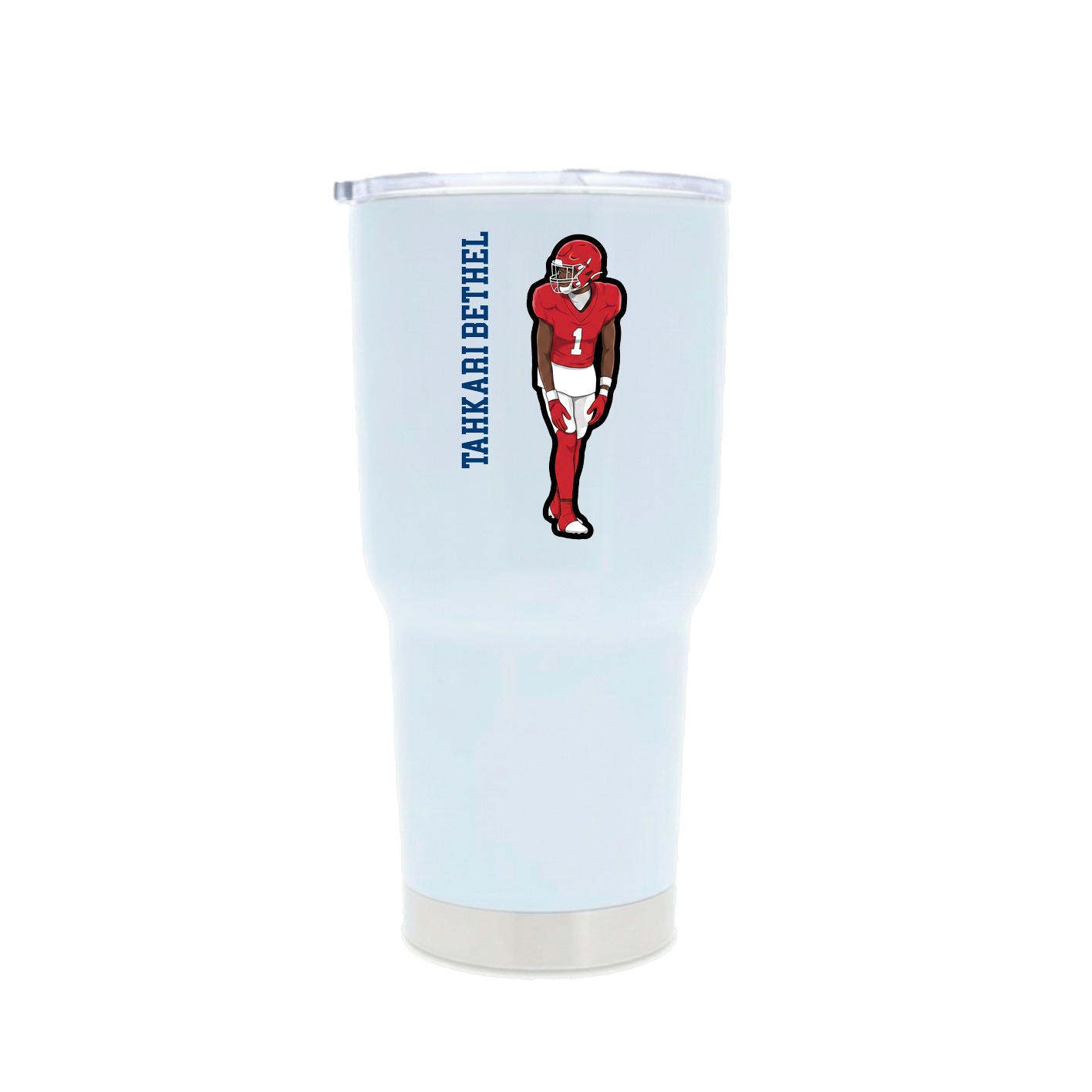 30oz Stainless Steel Tumbler — Name Vertical in White