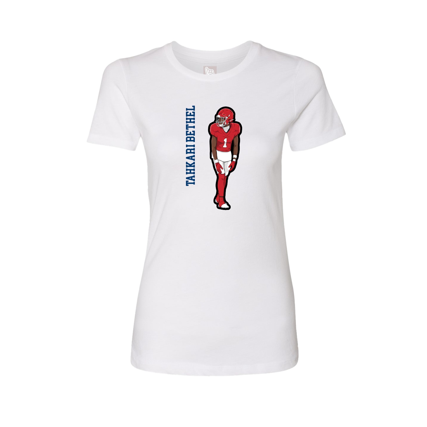 Fitted Women's Tee — Name Vertical in White
