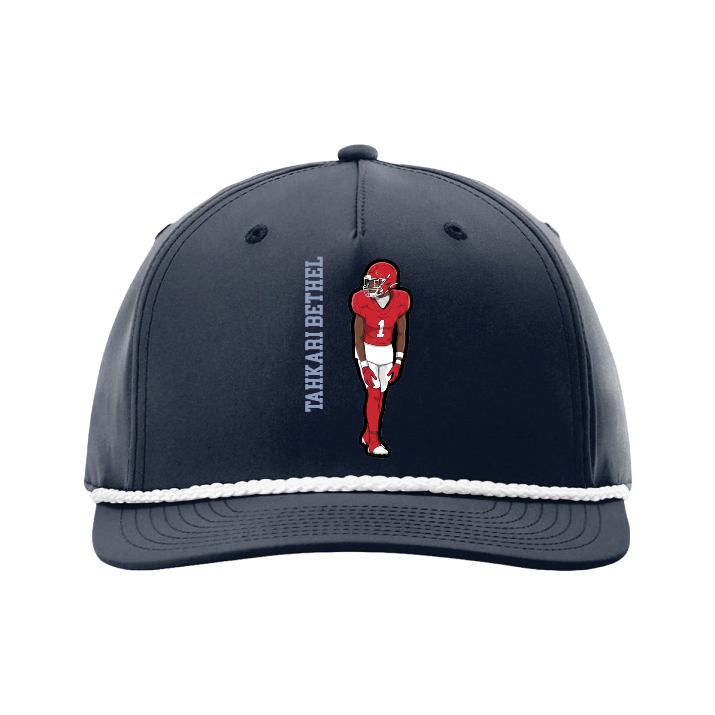 Five-Panel Classic Rope Cap — Name Vertical in Navy