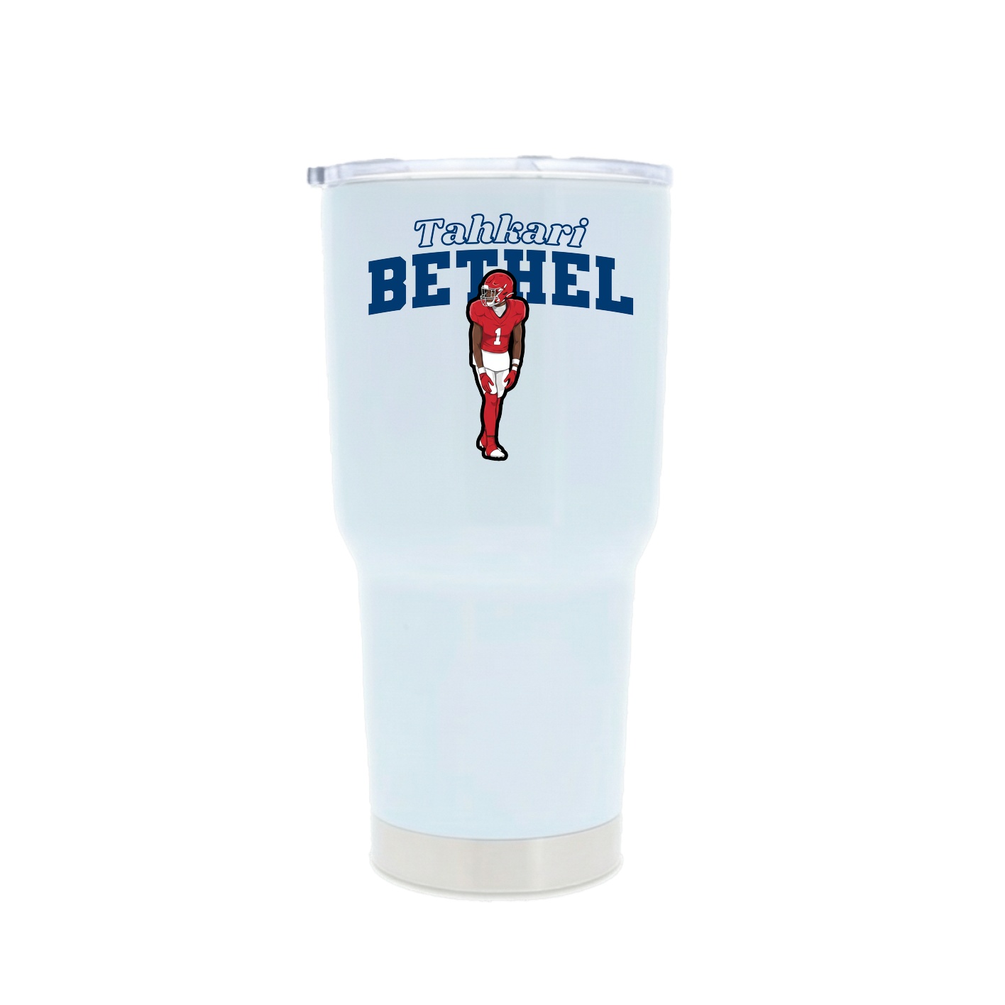 30oz Stainless Steel Tumbler — Name Arch in White