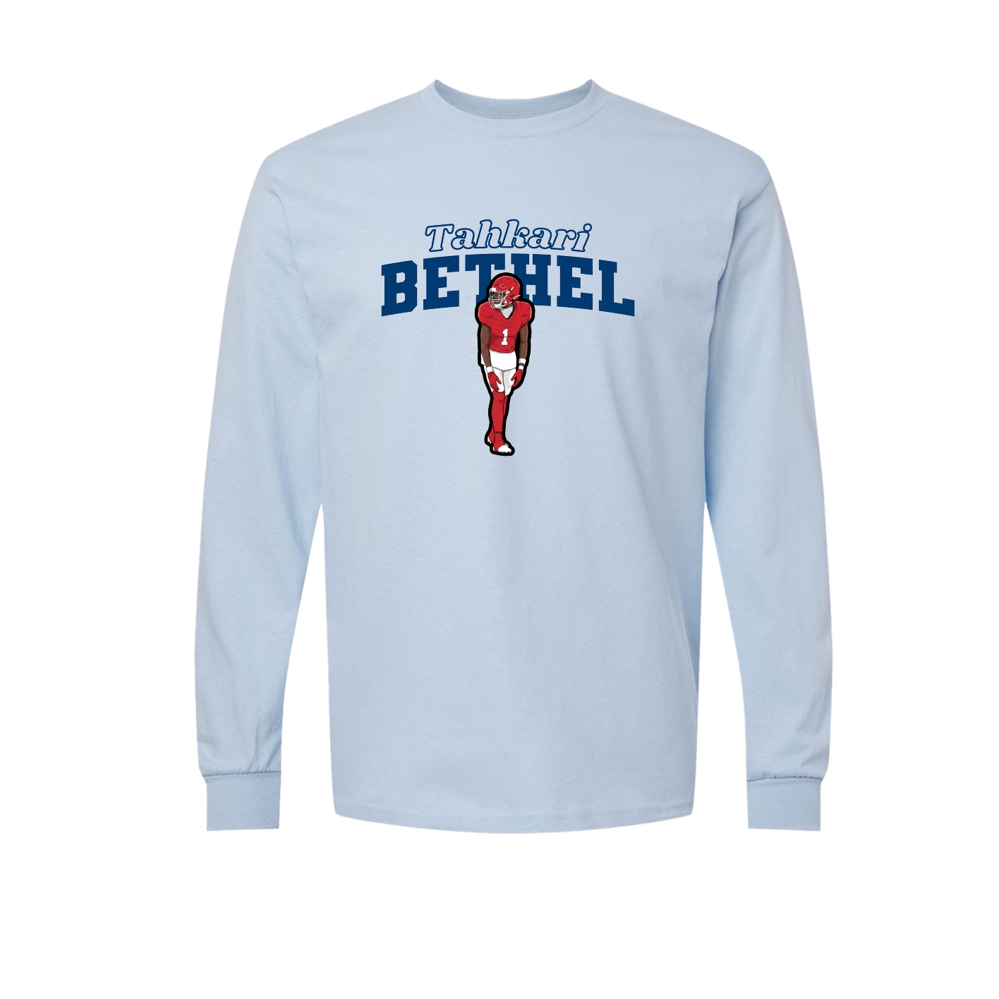 Long Sleeve Tee — Name Arch in Light Blue