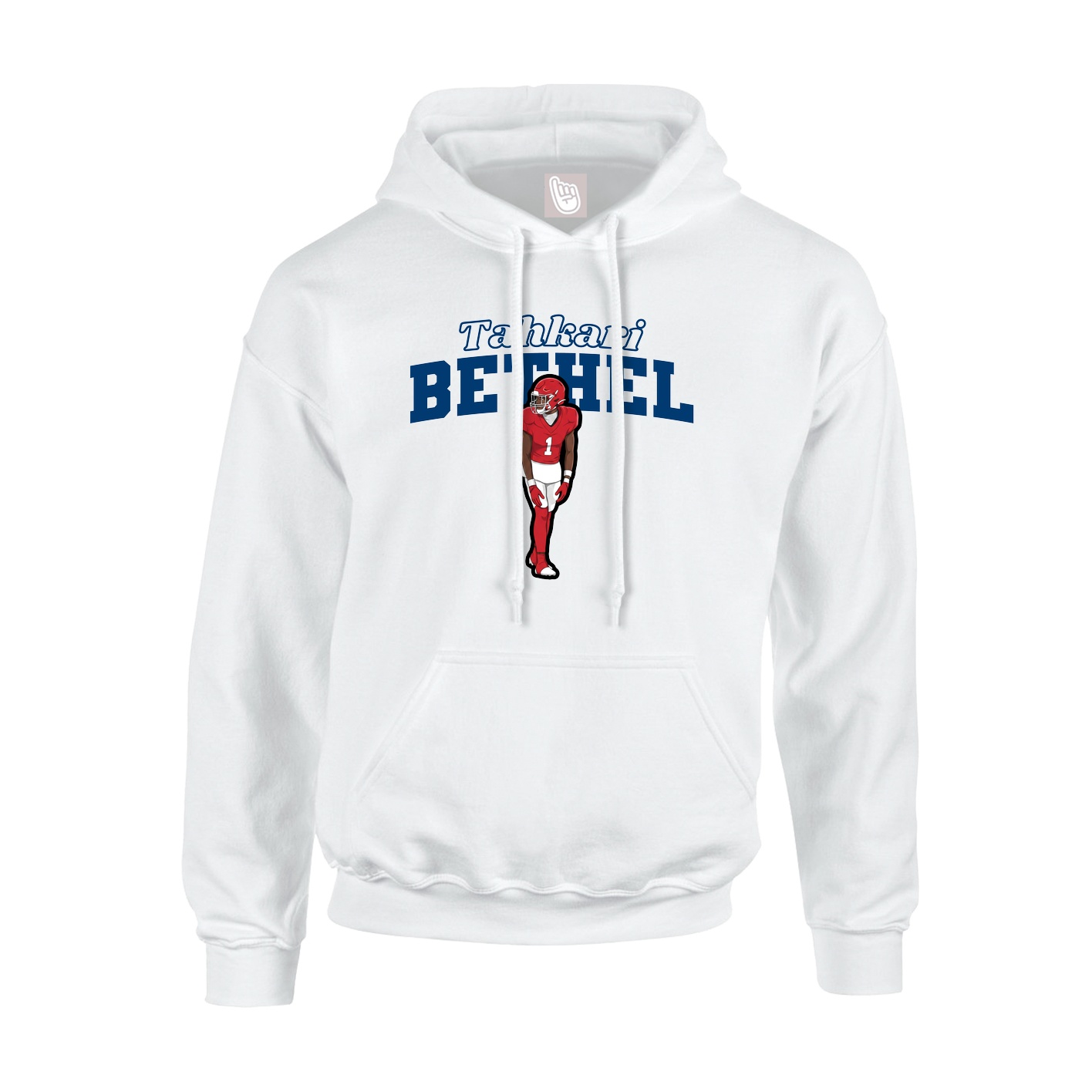 Youth Hoodie — Name Arch in White