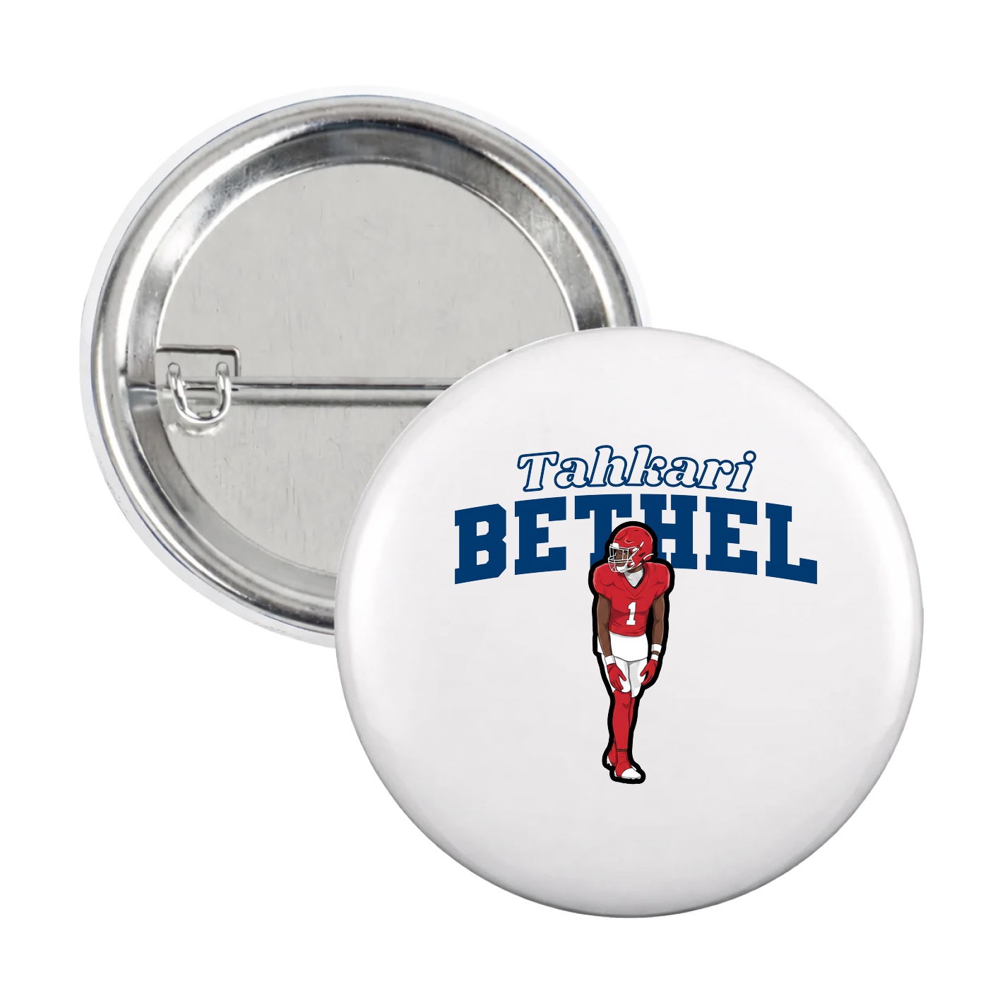 Game Day Button — Name Arch in White