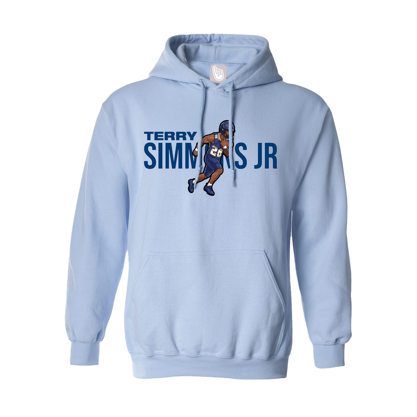 Hoodie — Player Name in Light Blue