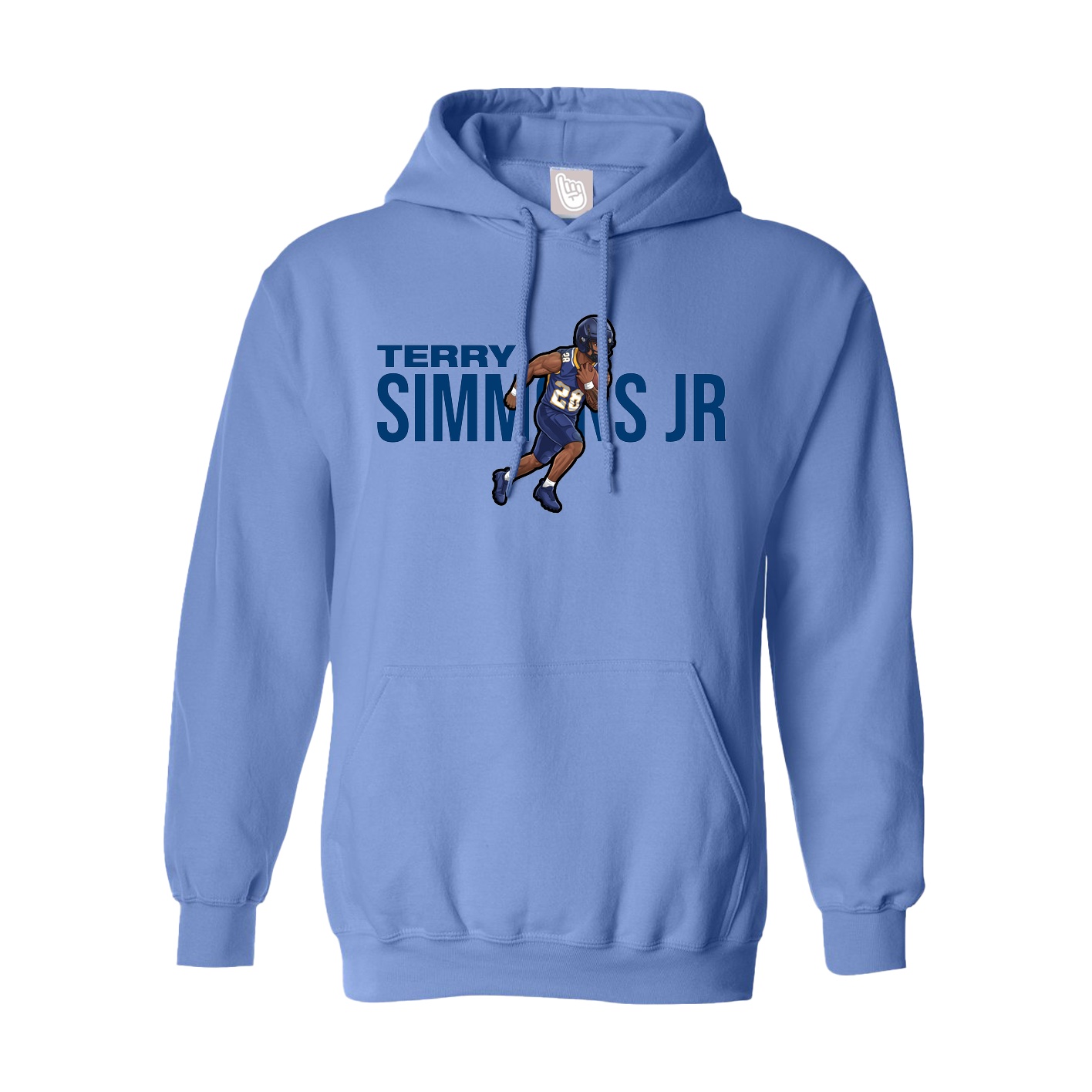 Youth Hoodie — Player Name in Powder Blue