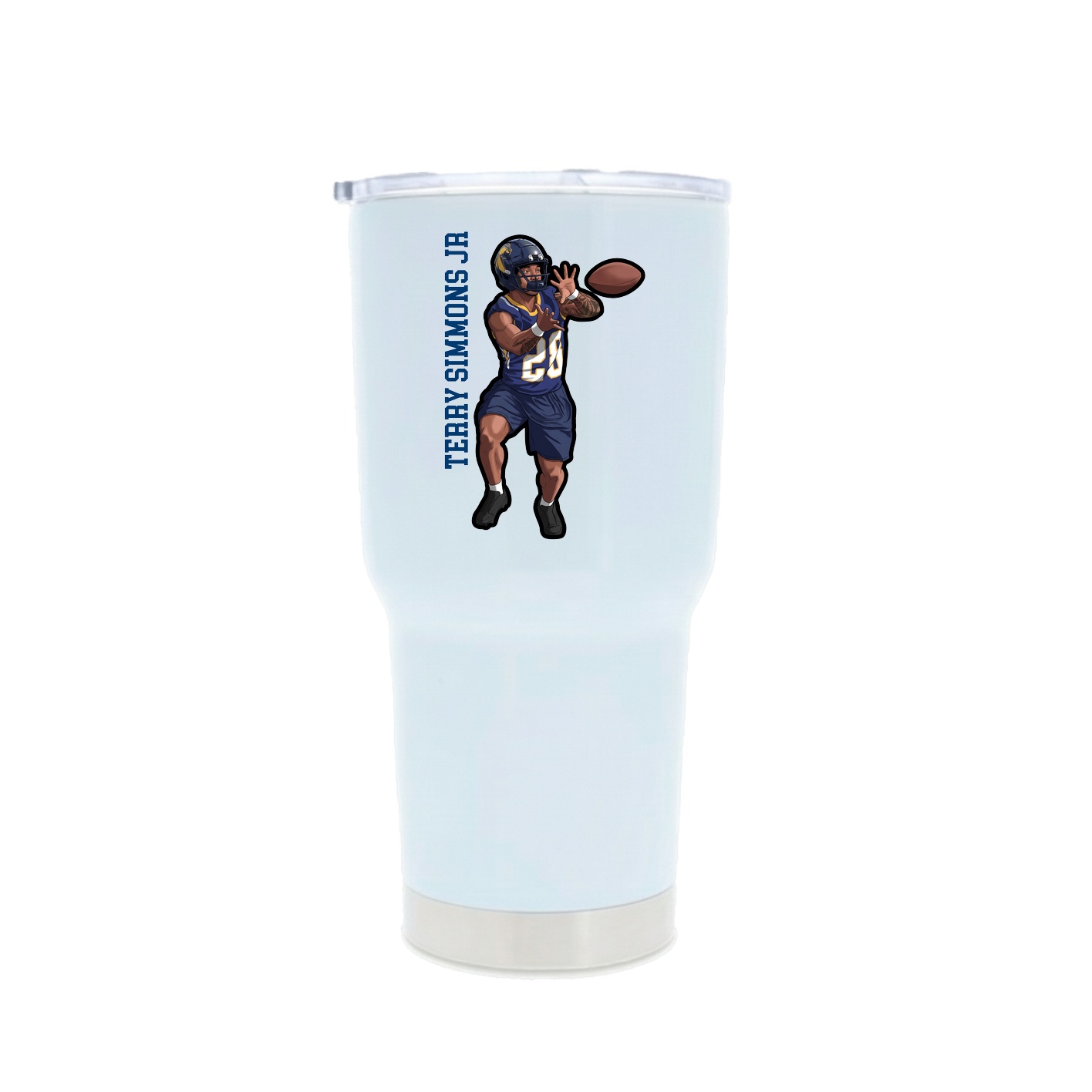 30oz Stainless Steel Tumbler — Name Vertical in White