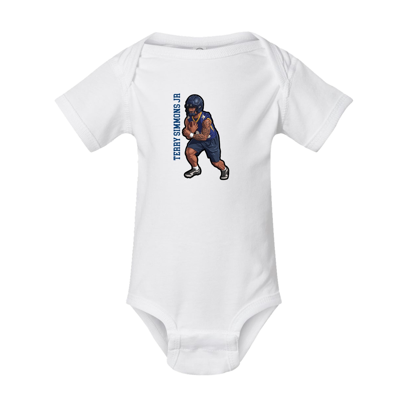 Baby Onesie — Name Vertical in White