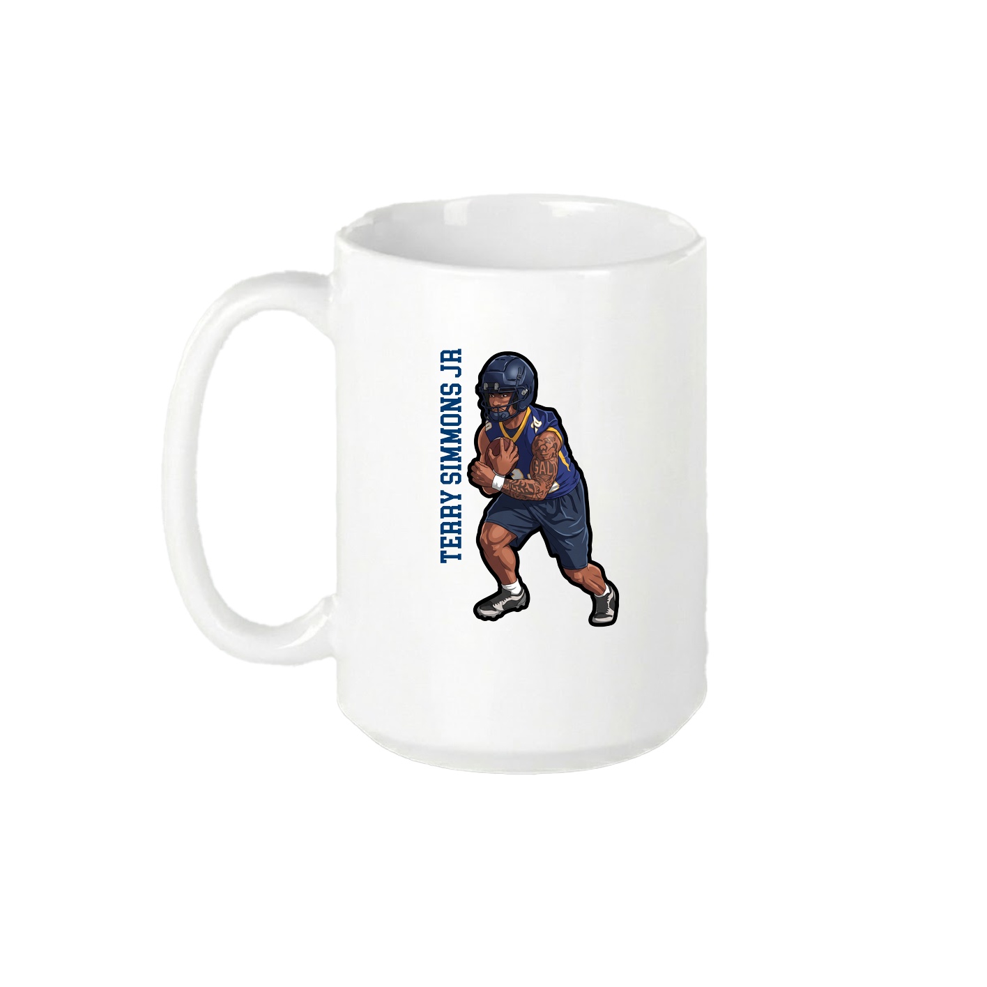15oz Coffee Mug — Name Vertical in White