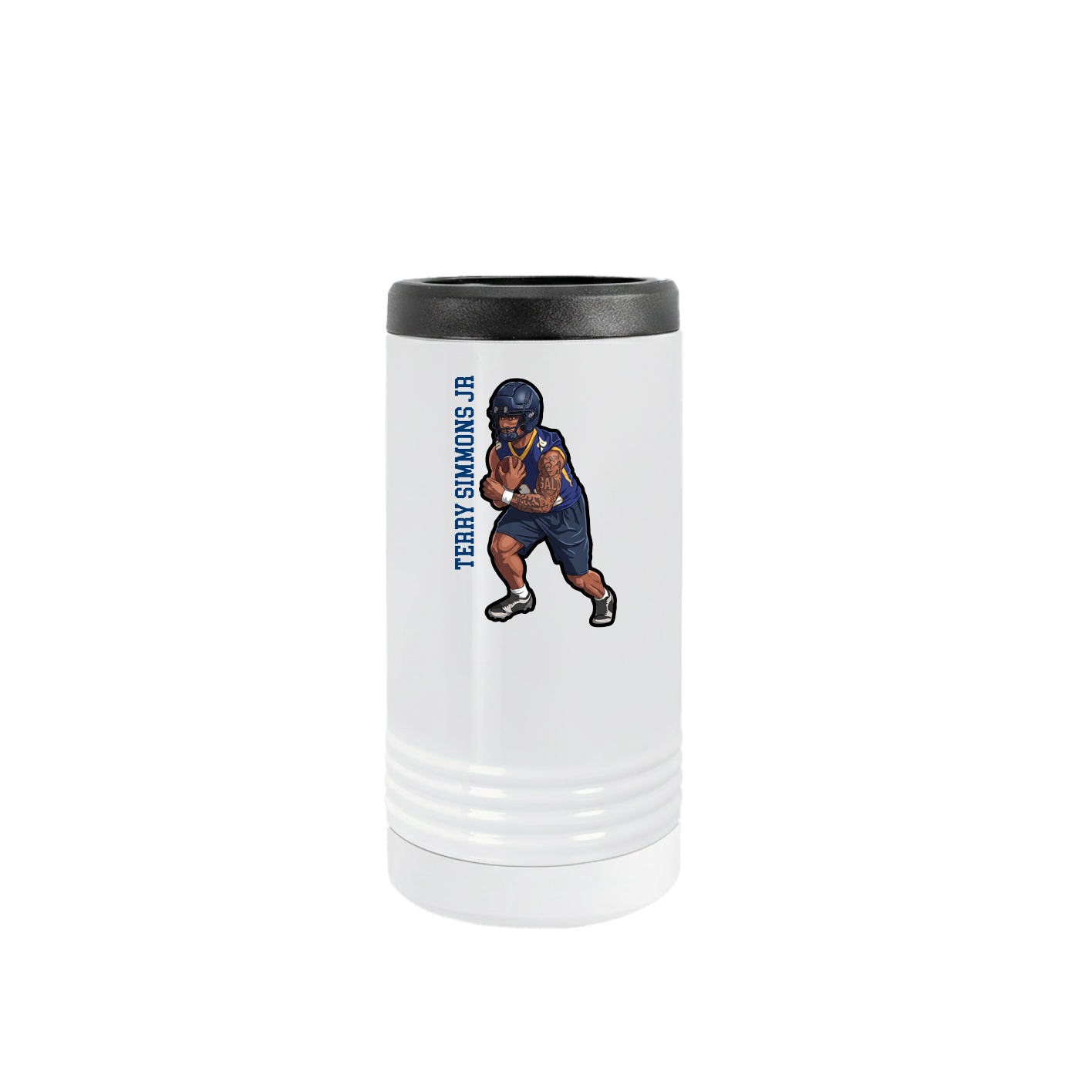 Slim Beverage Holder — Name Vertical in White