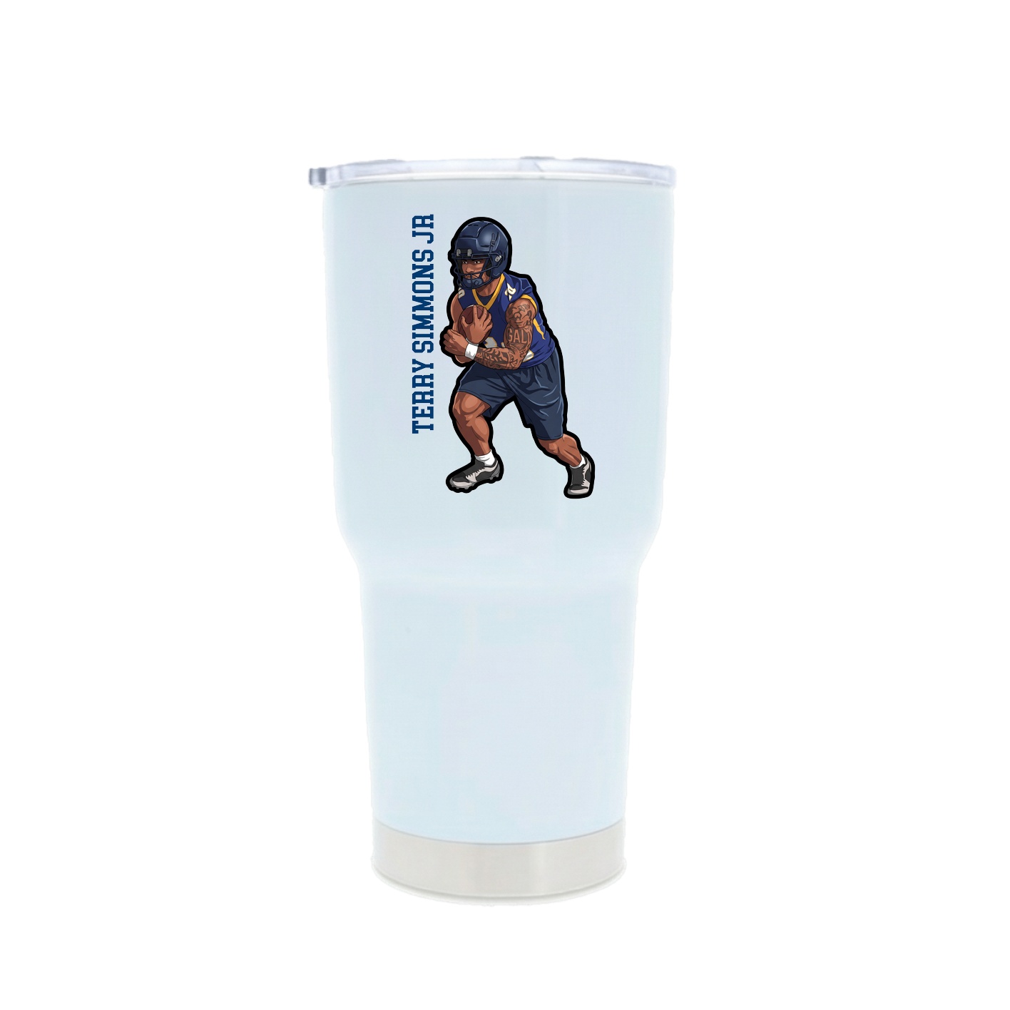 30oz Stainless Steel Tumbler — Name Vertical in White
