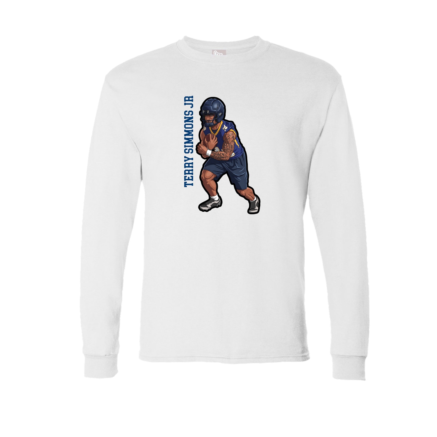 Long Sleeve Tee — Name Vertical in White