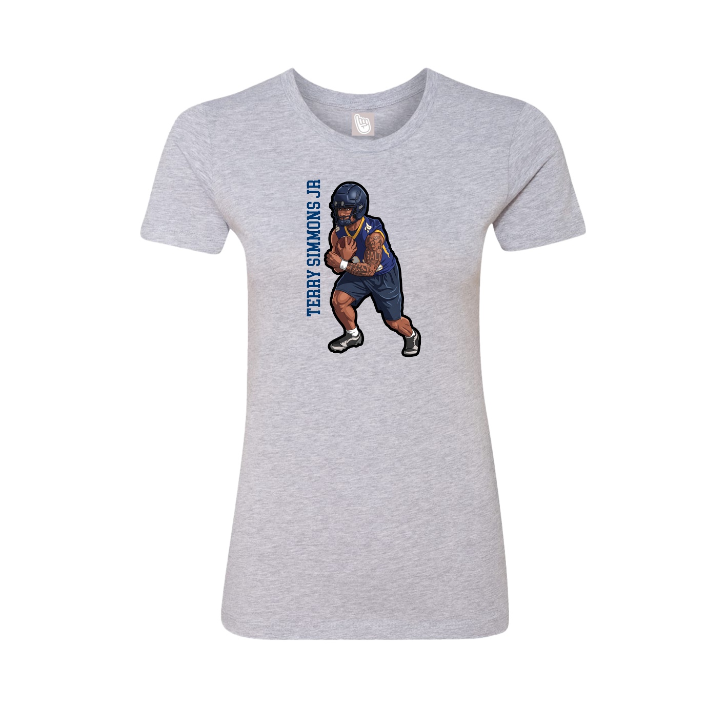 Fitted Women's Tee — Name Vertical in Grey