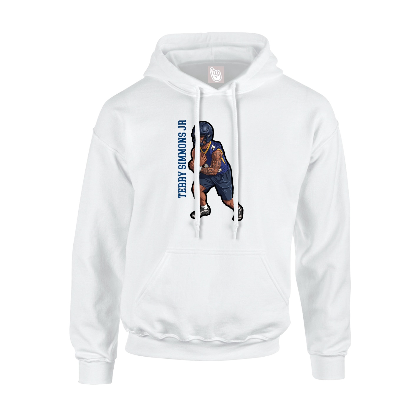 Youth Hoodie — Name Vertical in White