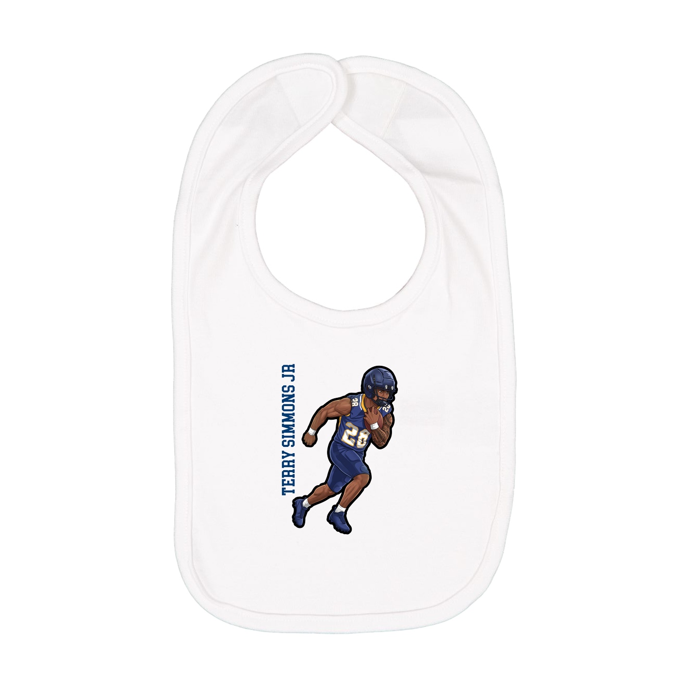 Infant Bib — Name Vertical in White