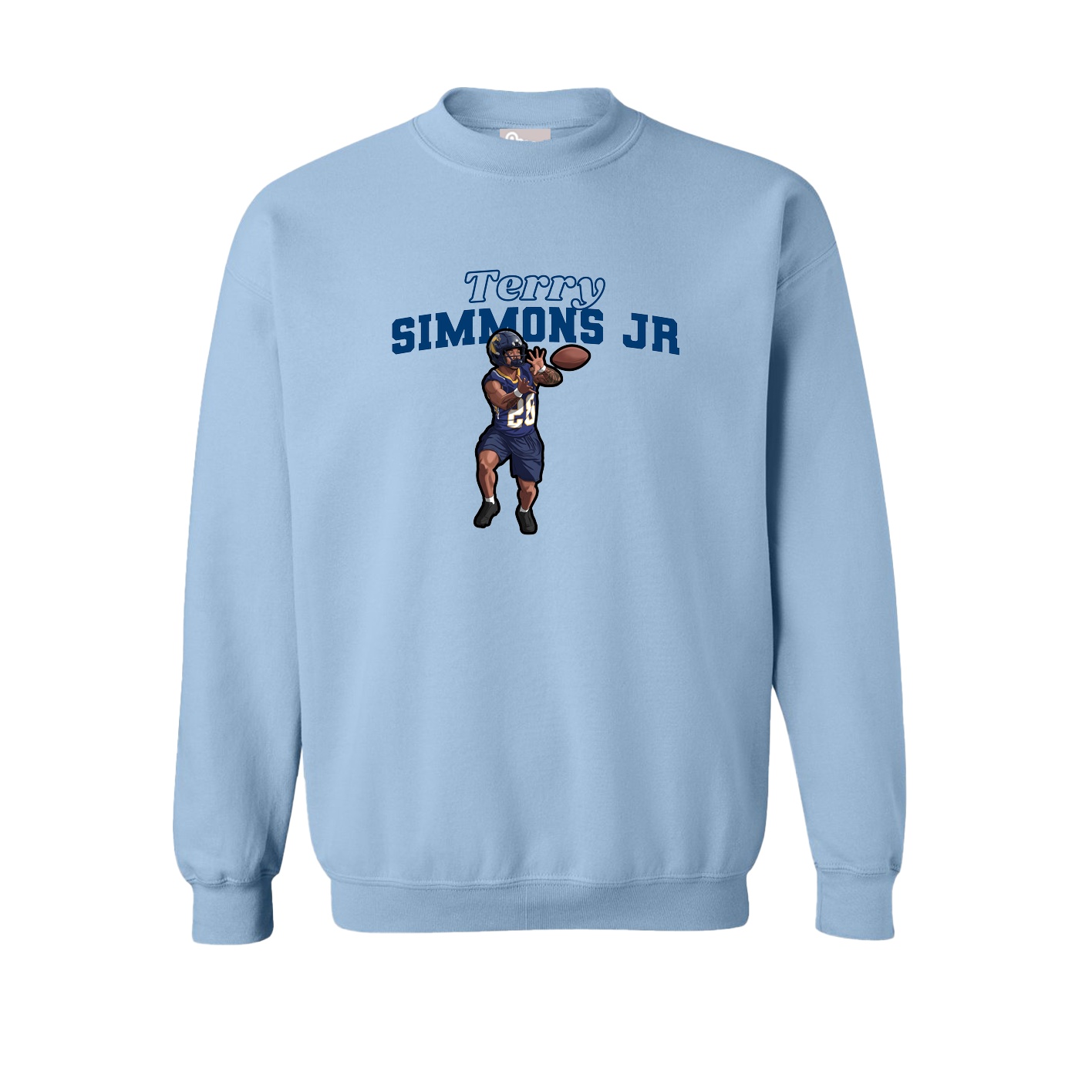 Fleece Crew — Name Arch in Light Blue