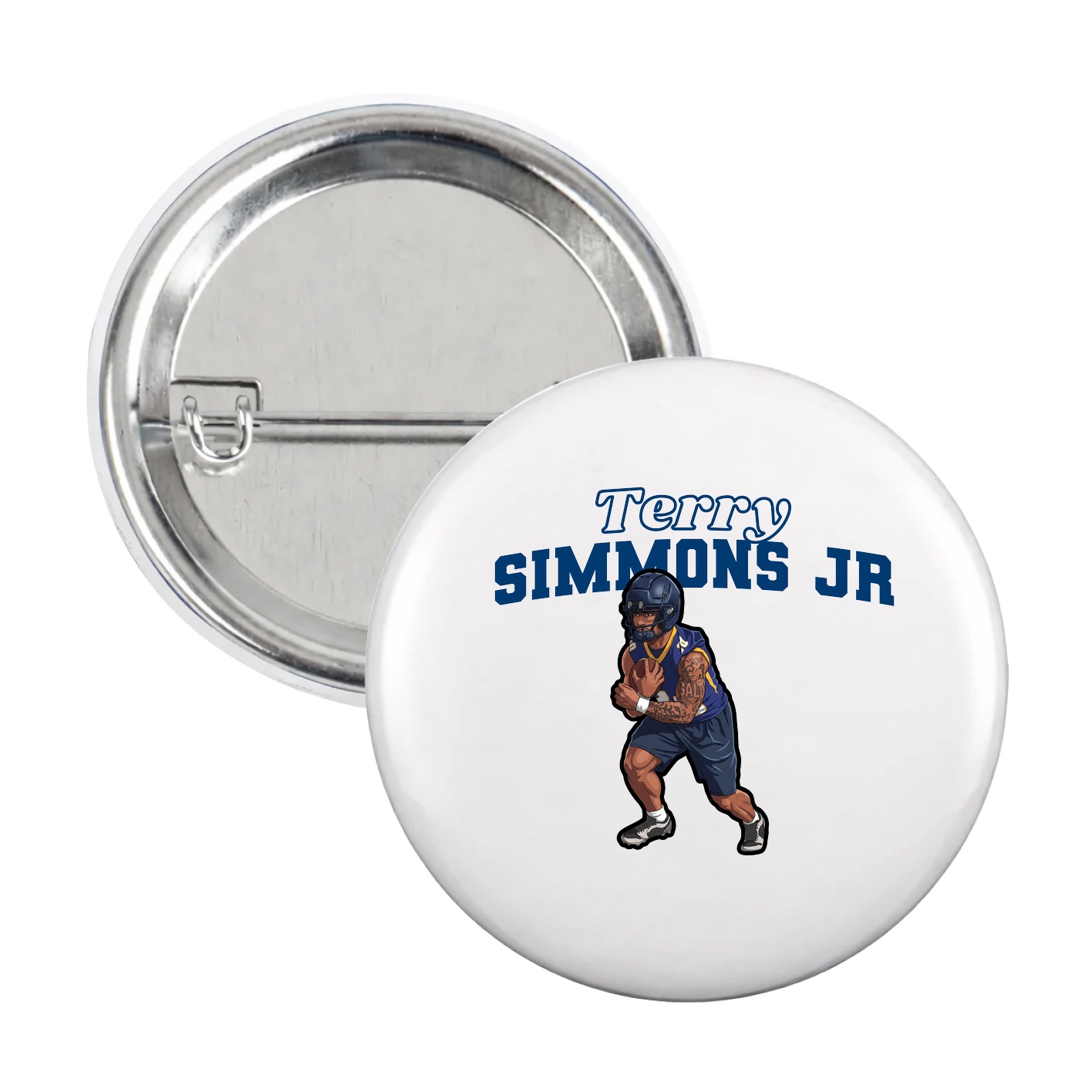 Game Day Button — Name Arch in White