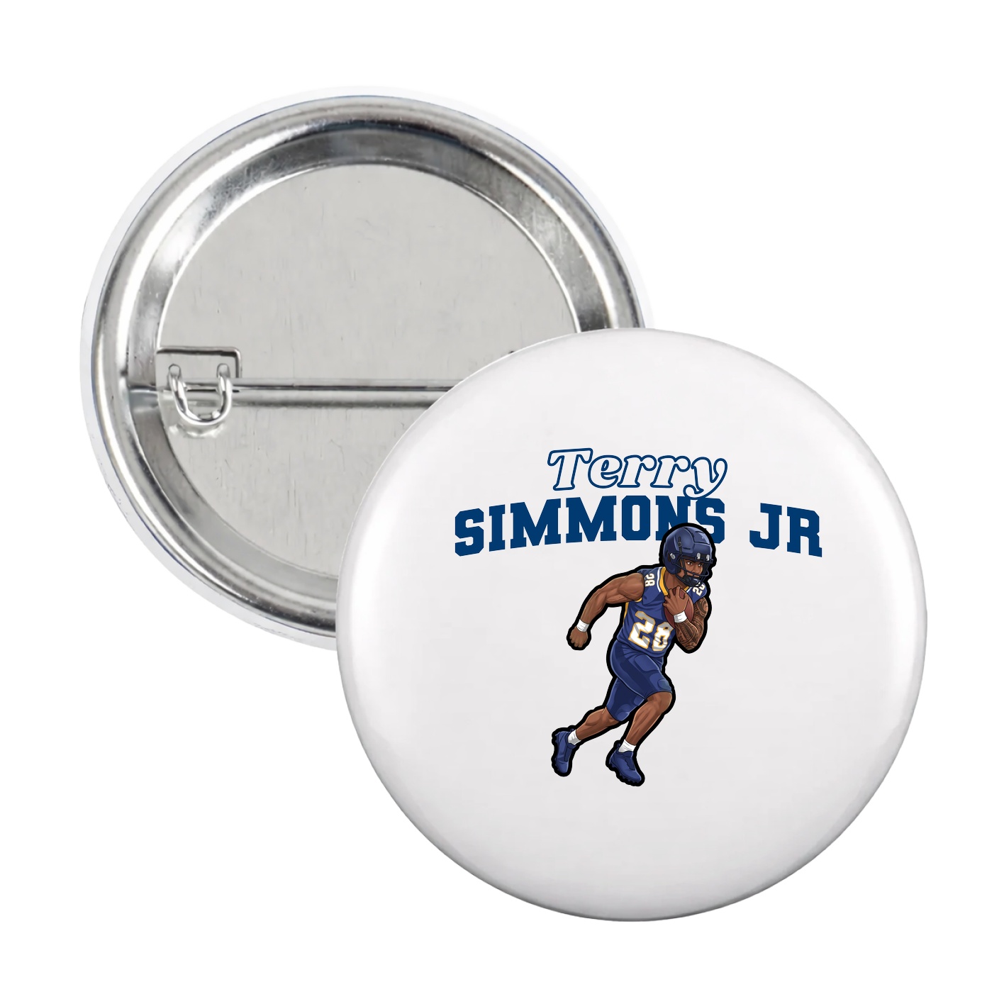 Game Day Button — Name Arch in White