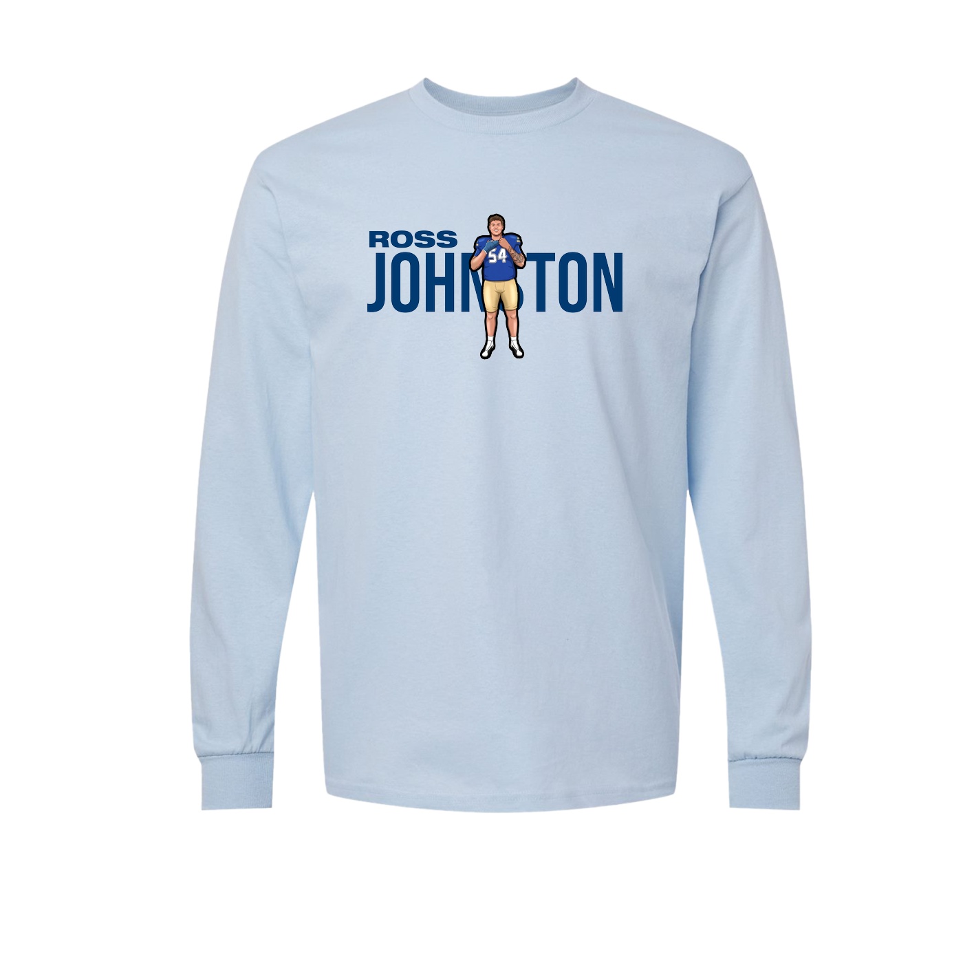 Long Sleeve Tee — Player Name in Light Blue