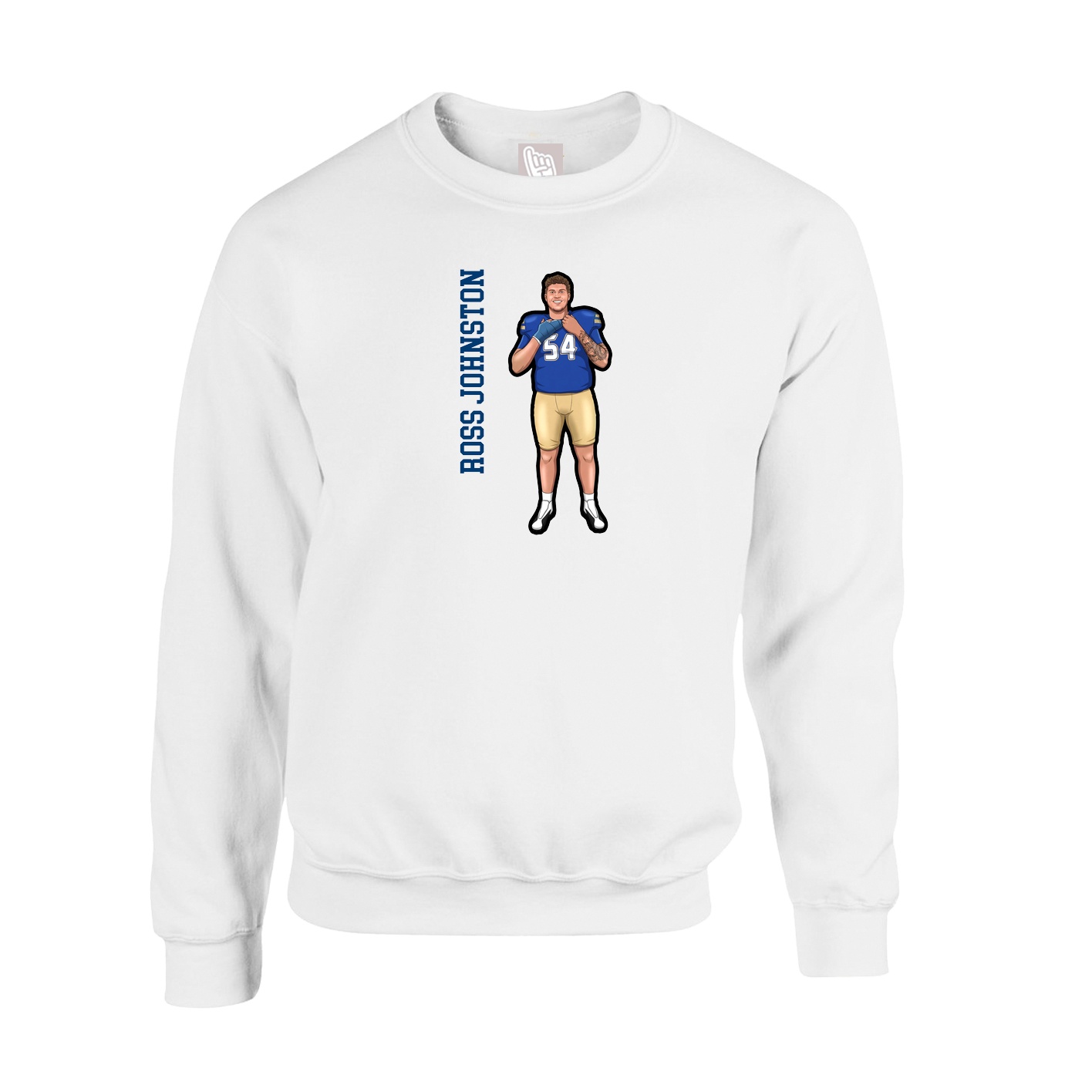 Fleece Crew — Name Vertical in White