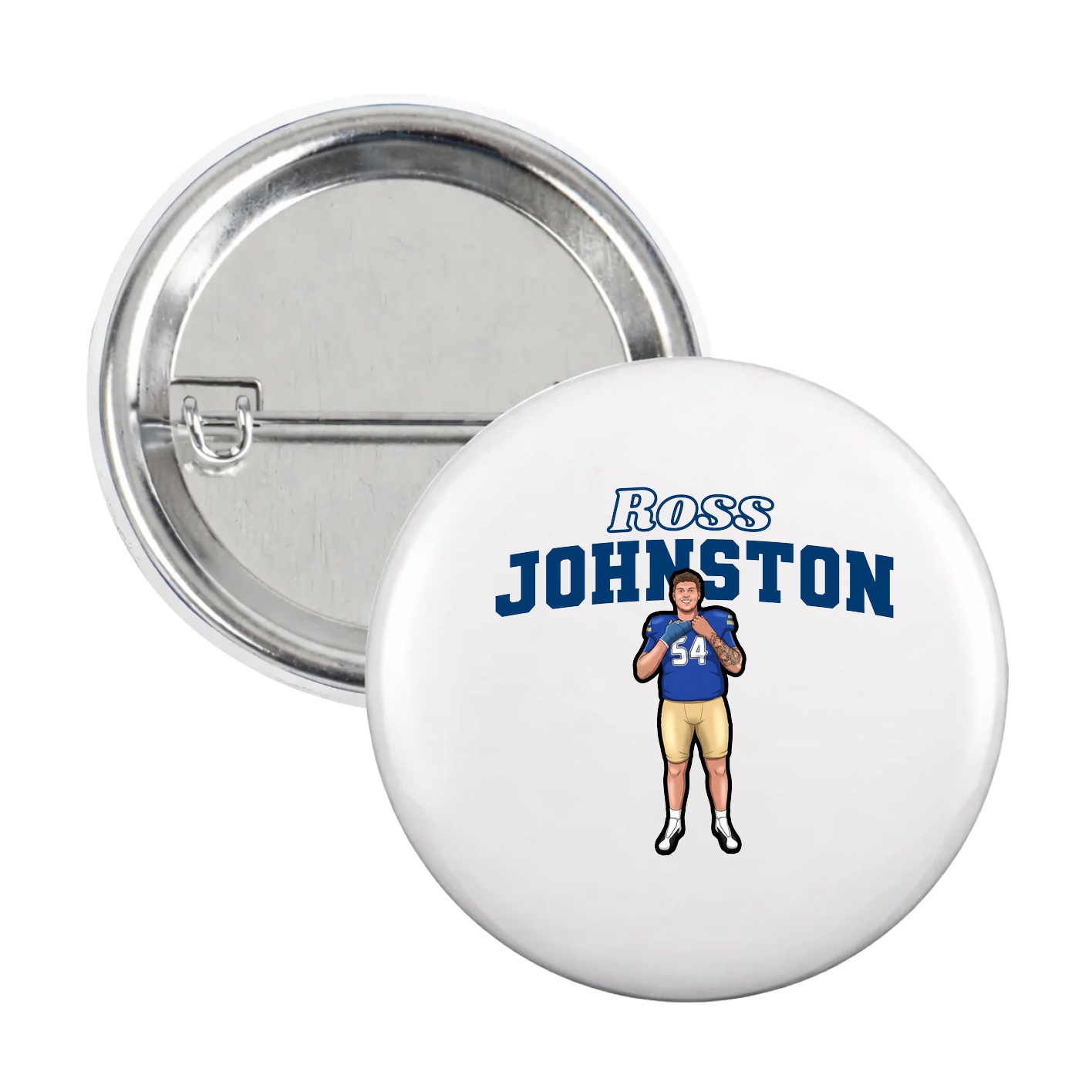 Game Day Button — Name Arch in White