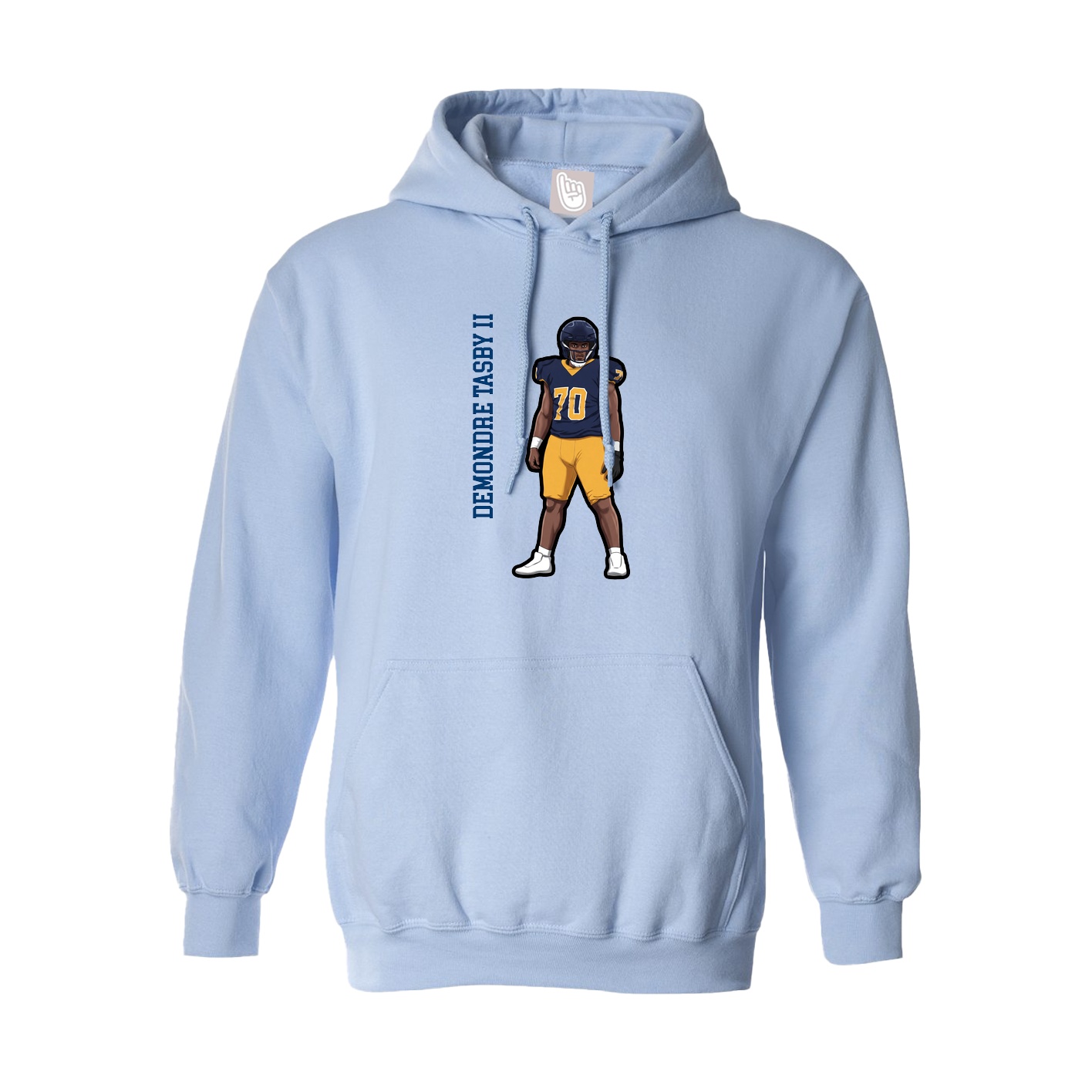 Hoodie — Name Vertical in Light Blue