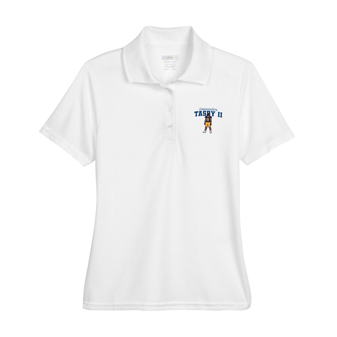 Womens Performance Polo — Name Arch in White