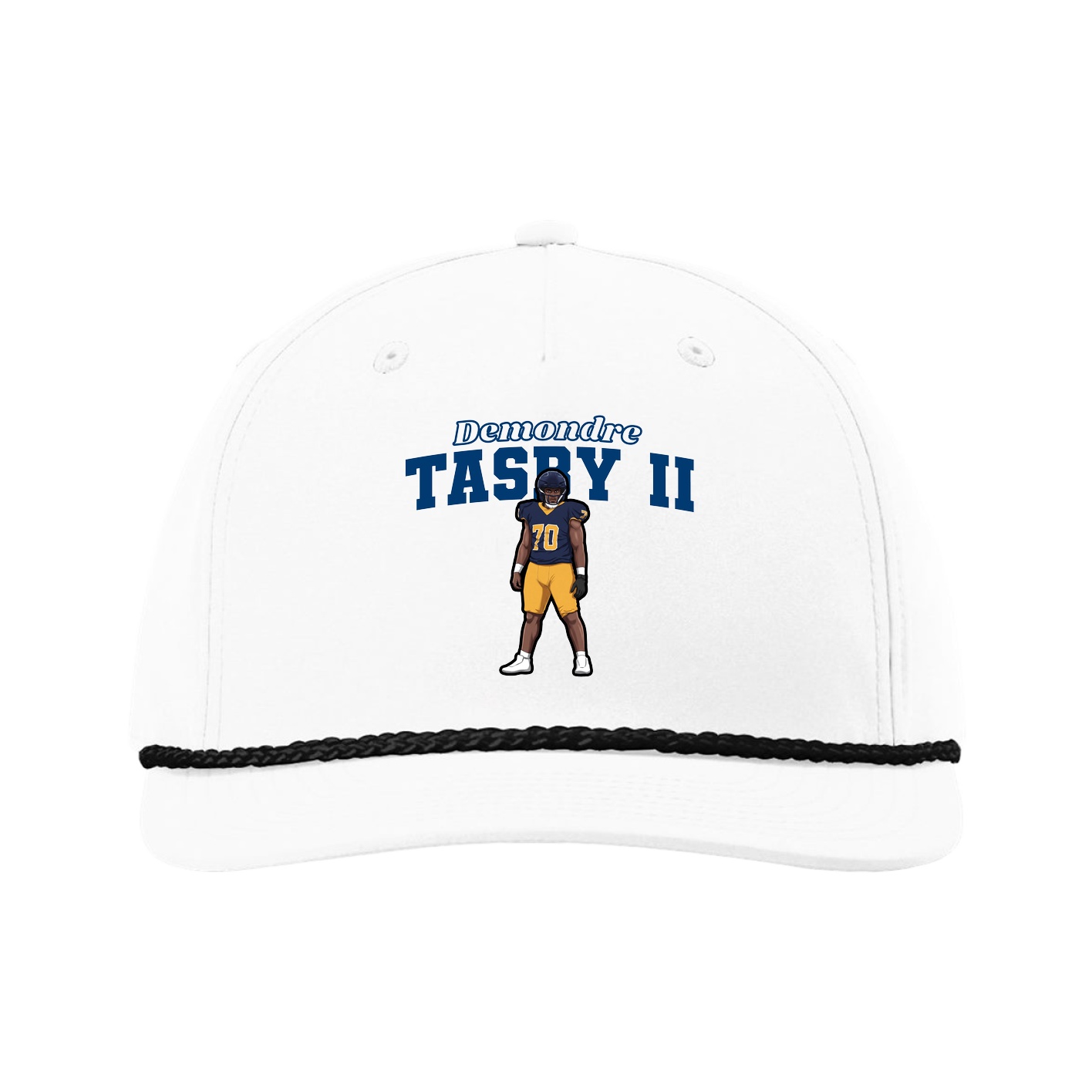Five-Panel Classic Rope Cap — Name Arch in White