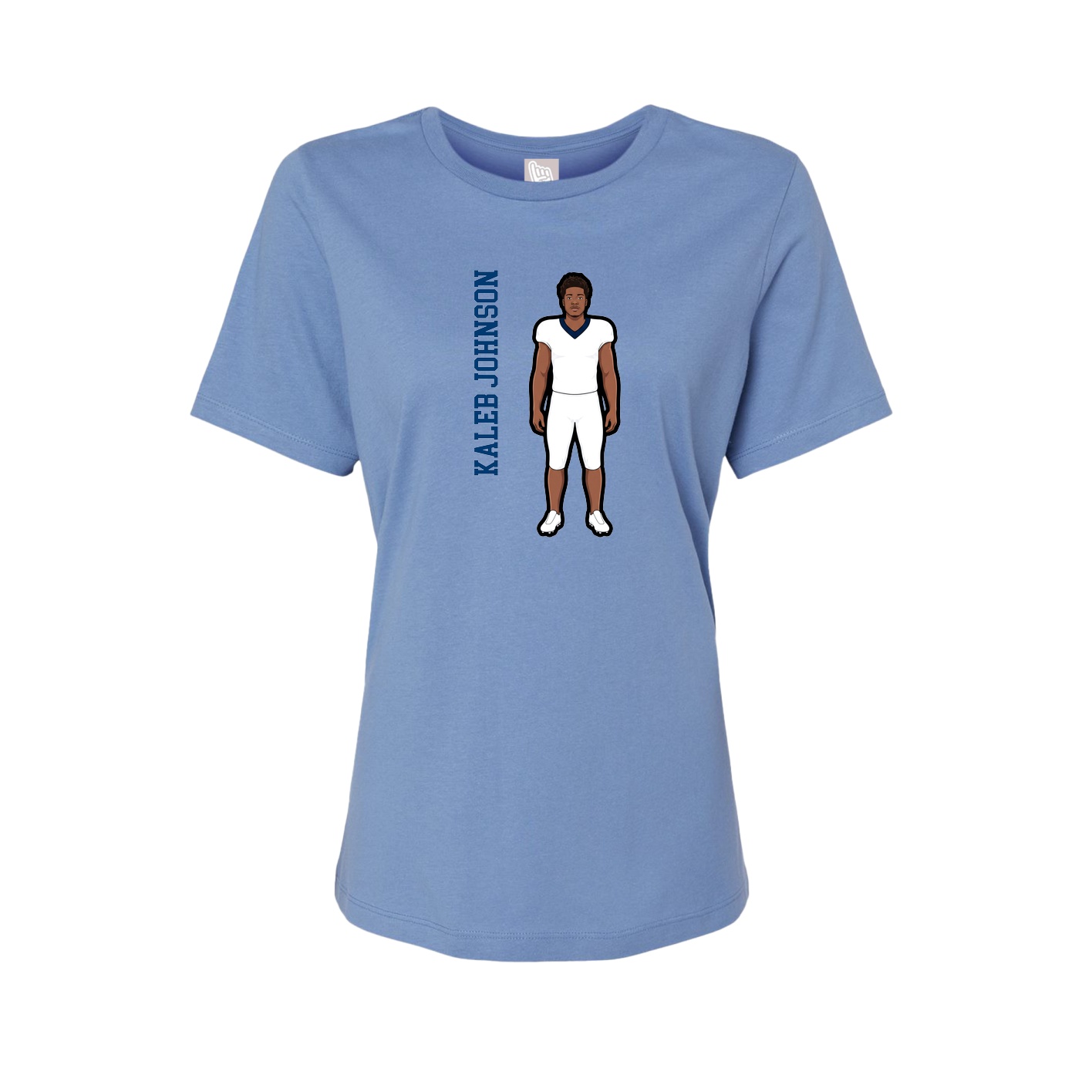 Fitted Women's Tee — Name Vertical in Powder Blue