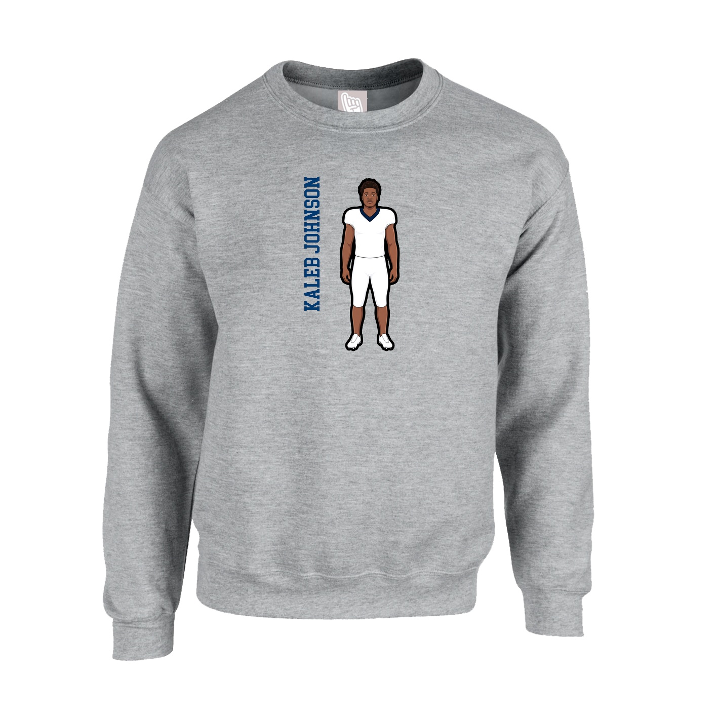 Fleece Crew — Name Vertical in Grey