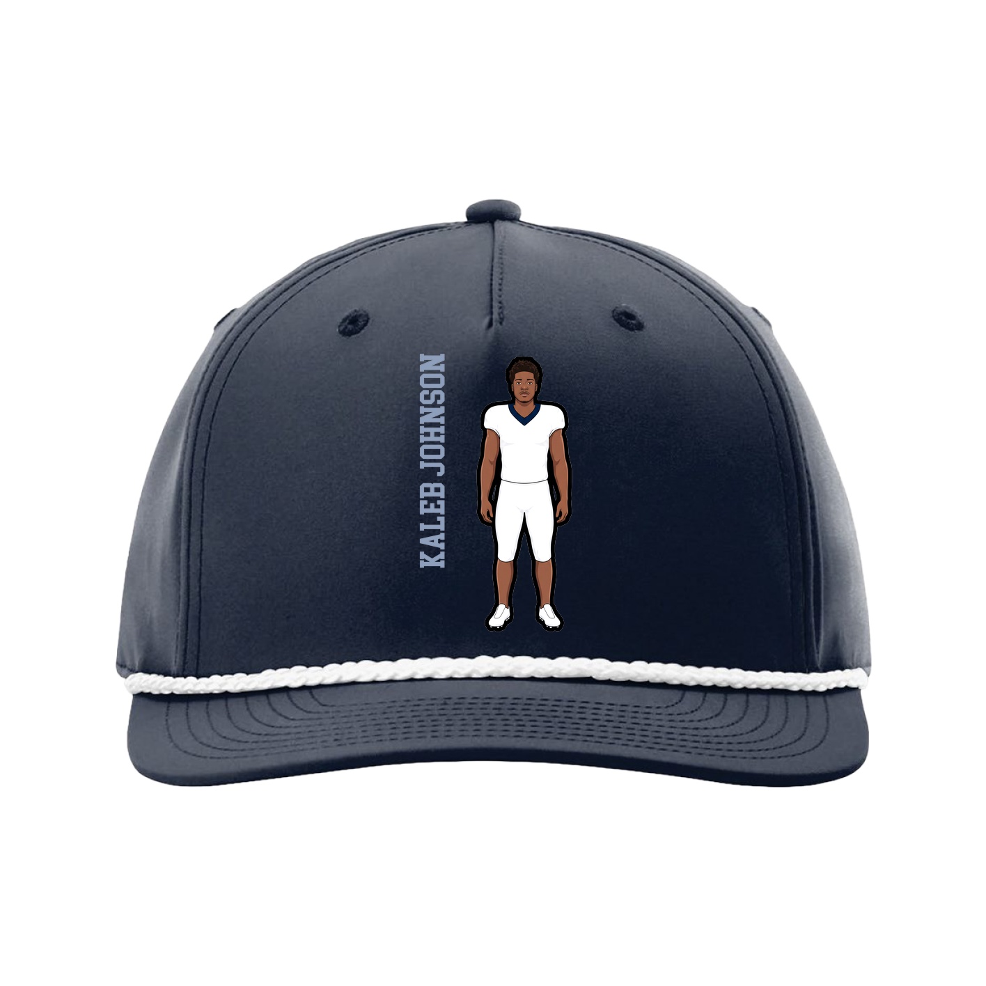 Five-Panel Classic Rope Cap — Name Vertical in Navy