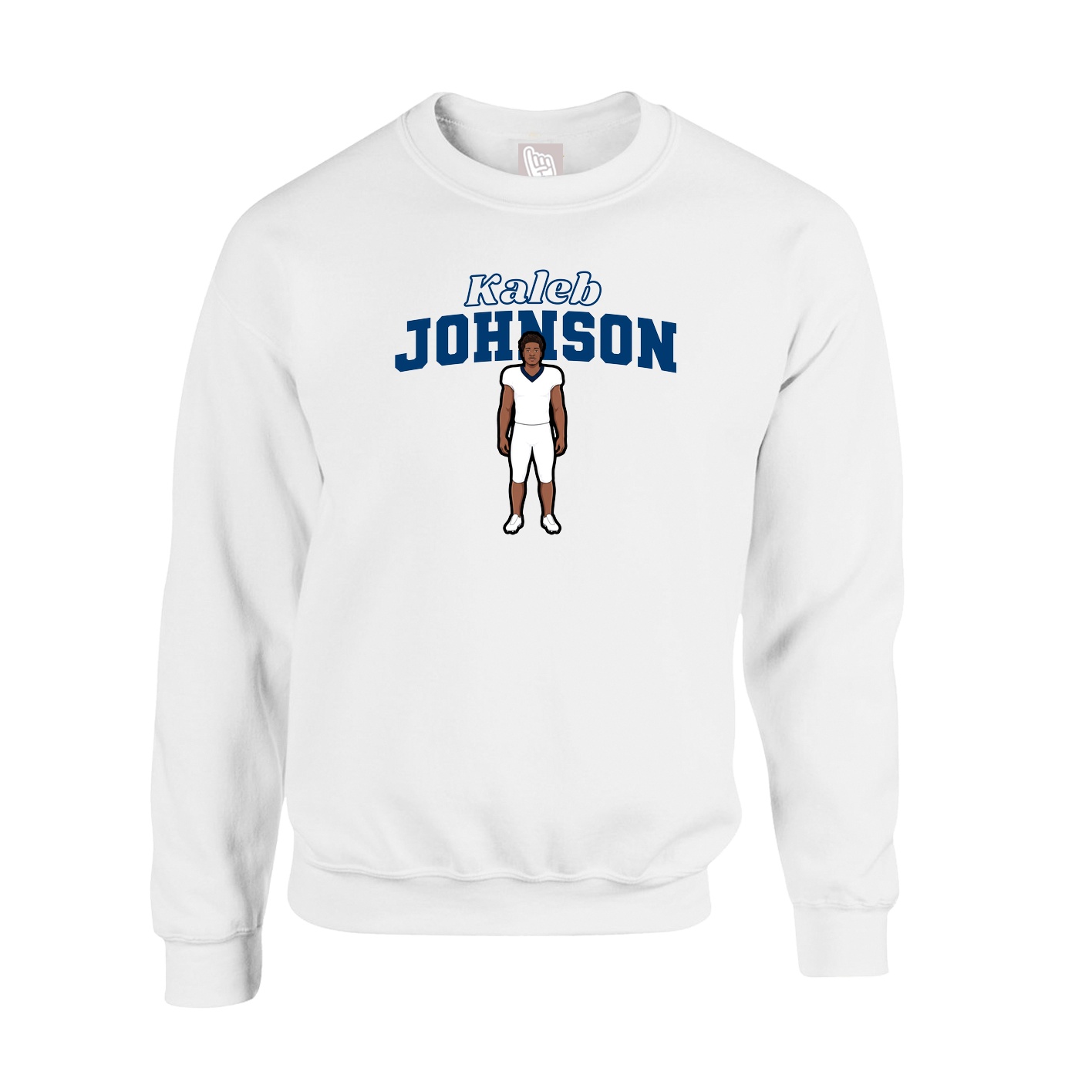 Fleece Crew — Name Arch in White