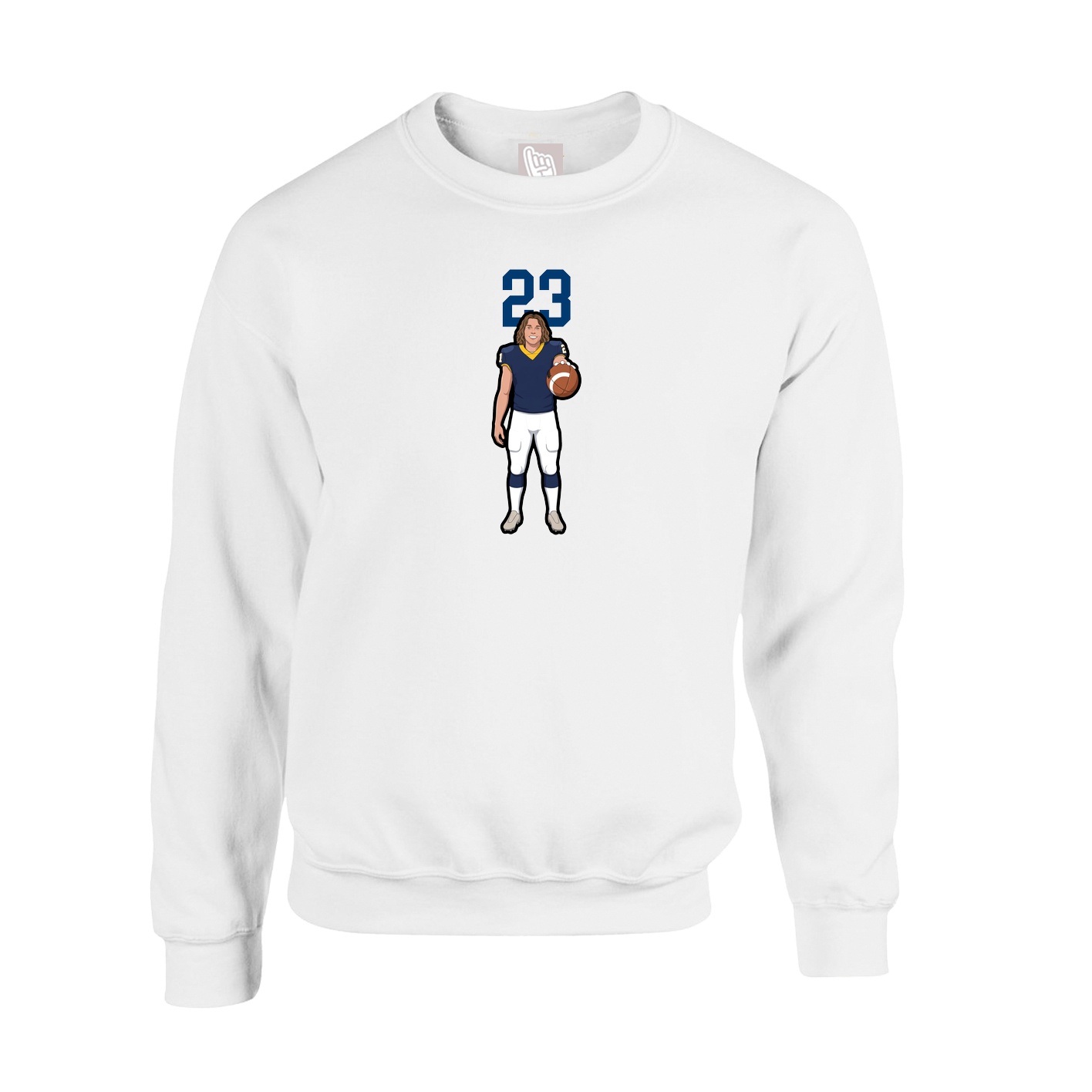 Fleece Crew — Number Top in White