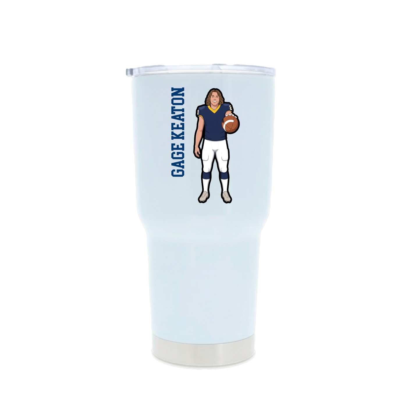30oz Stainless Steel Tumbler — Name Vertical in White