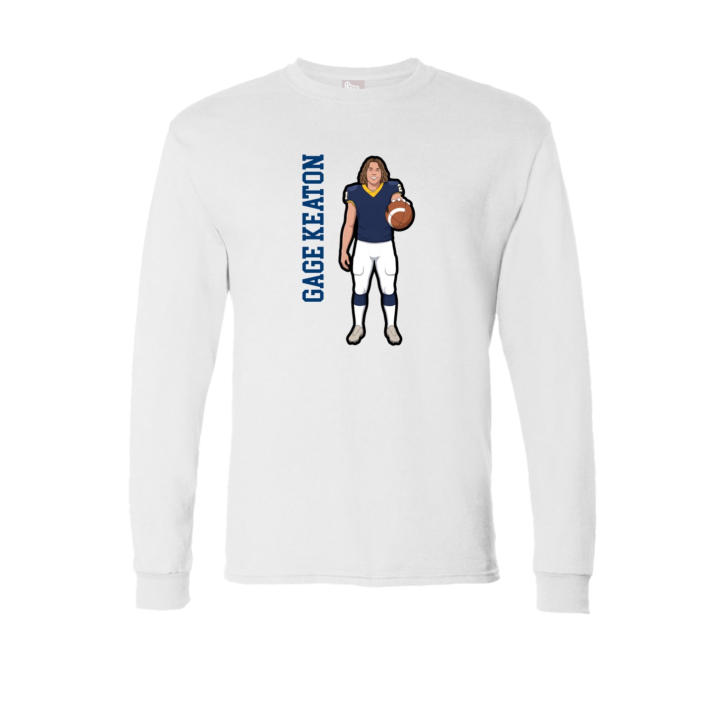 Long Sleeve Tee — Name Vertical in White