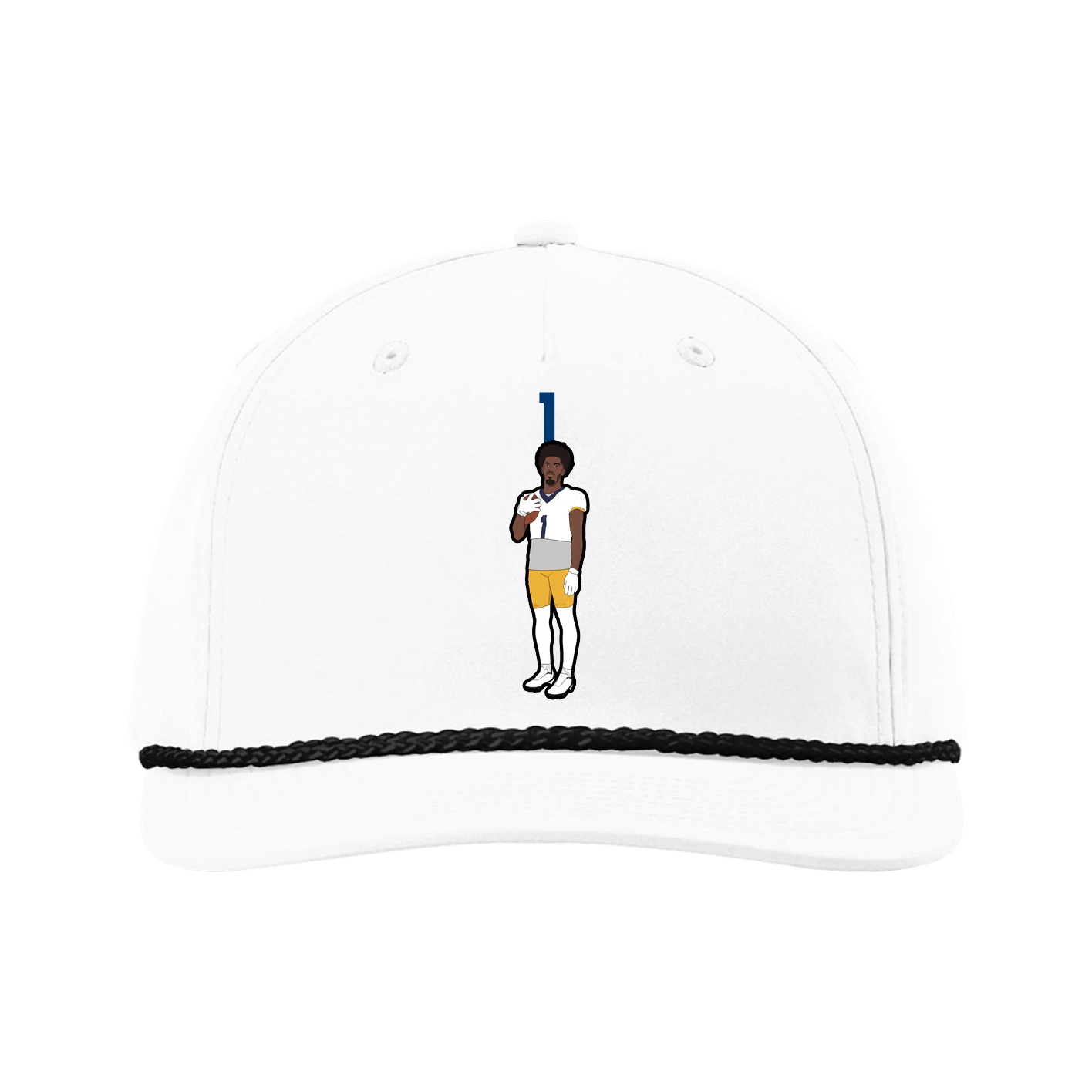 Five-Panel Classic Rope Cap — Number Top in White