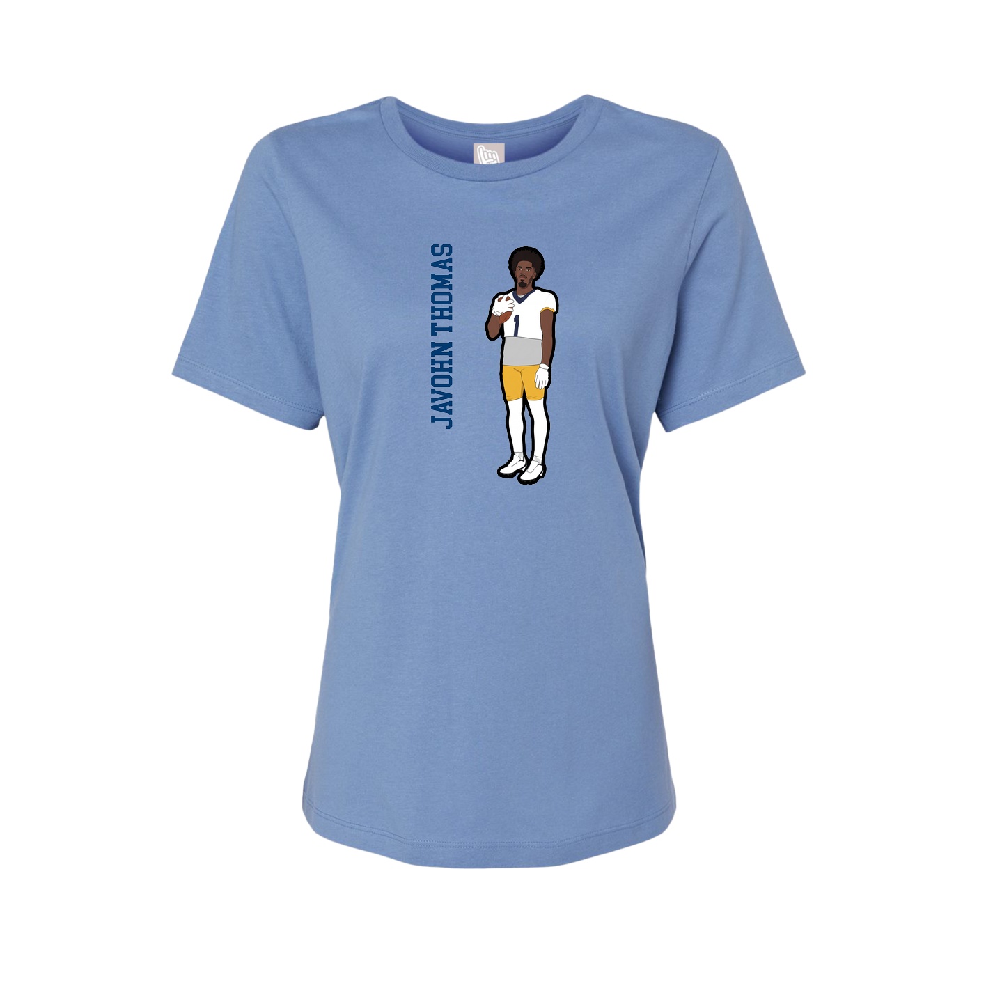 Fitted Women's Tee — Name Vertical in Powder Blue