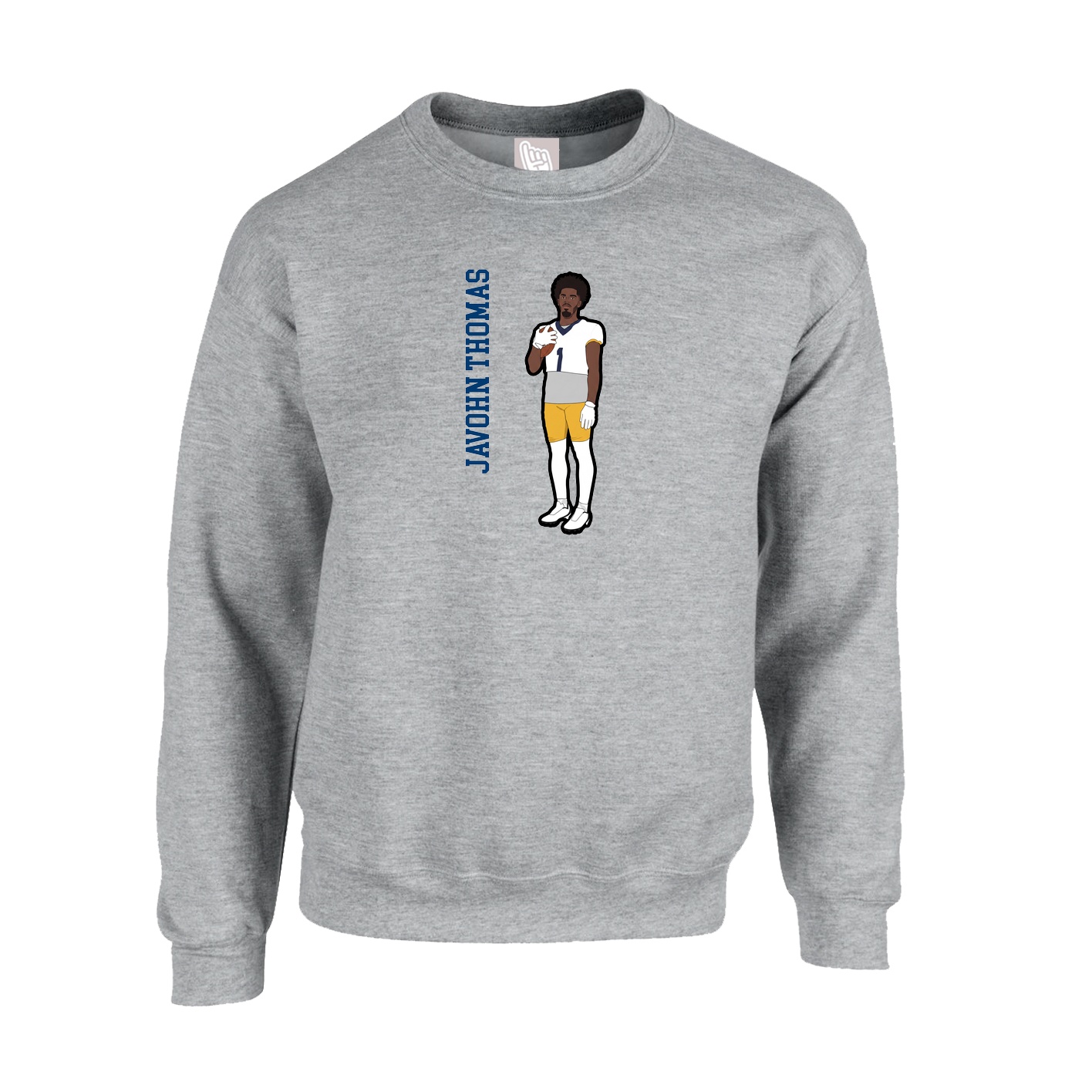 Fleece Crew — Name Vertical in Grey