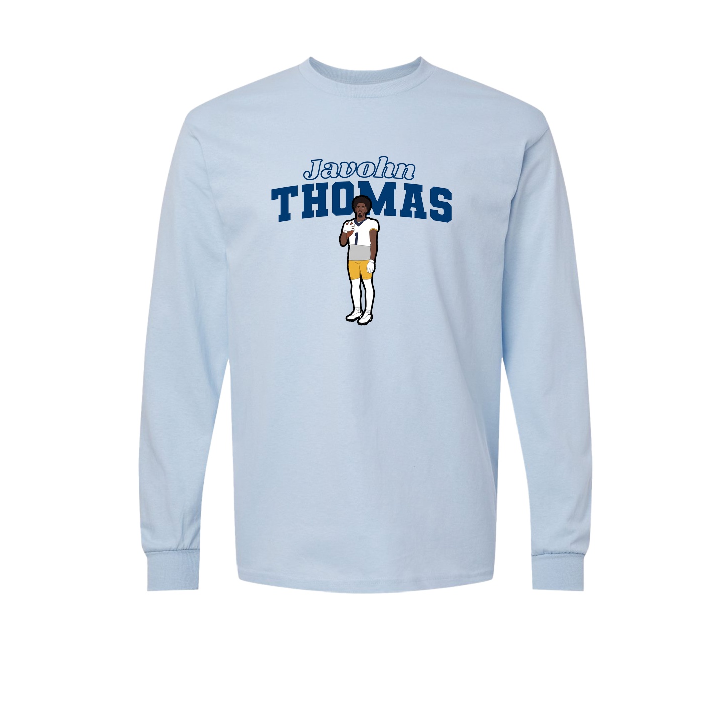 Long Sleeve Tee — Name Arch in Light Blue