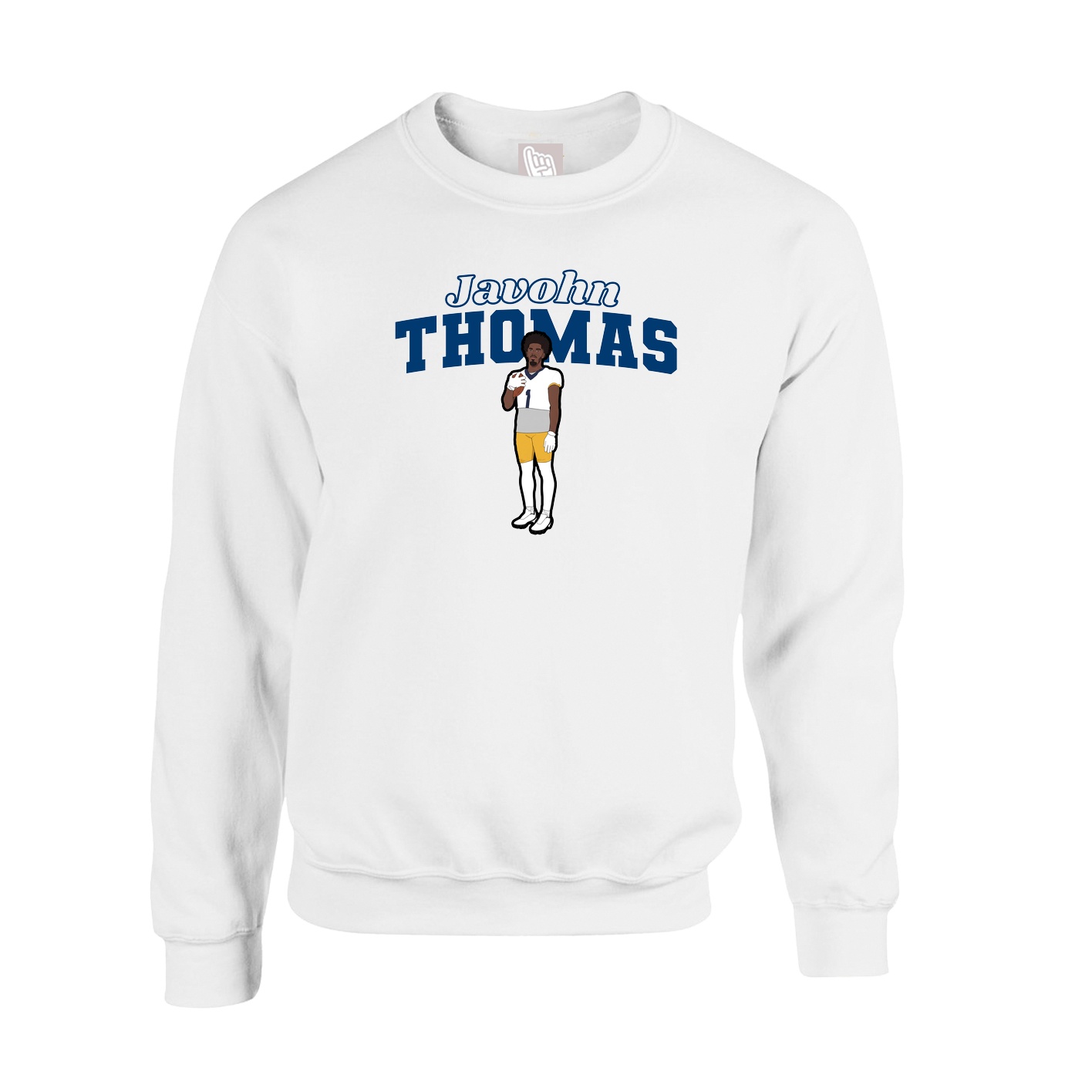 Fleece Crew — Name Arch in White